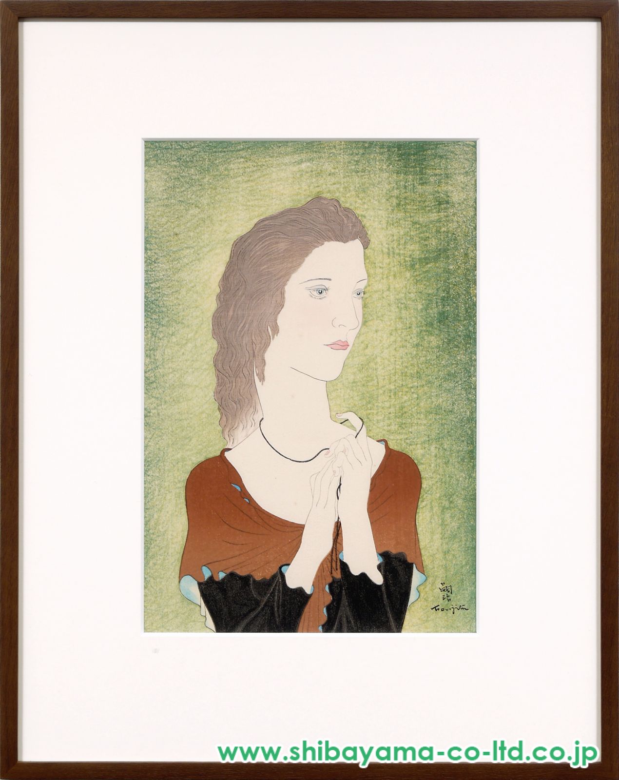 藤田嗣治「或る女」木版画 :: 絵画買取・販売 - シバヤマ