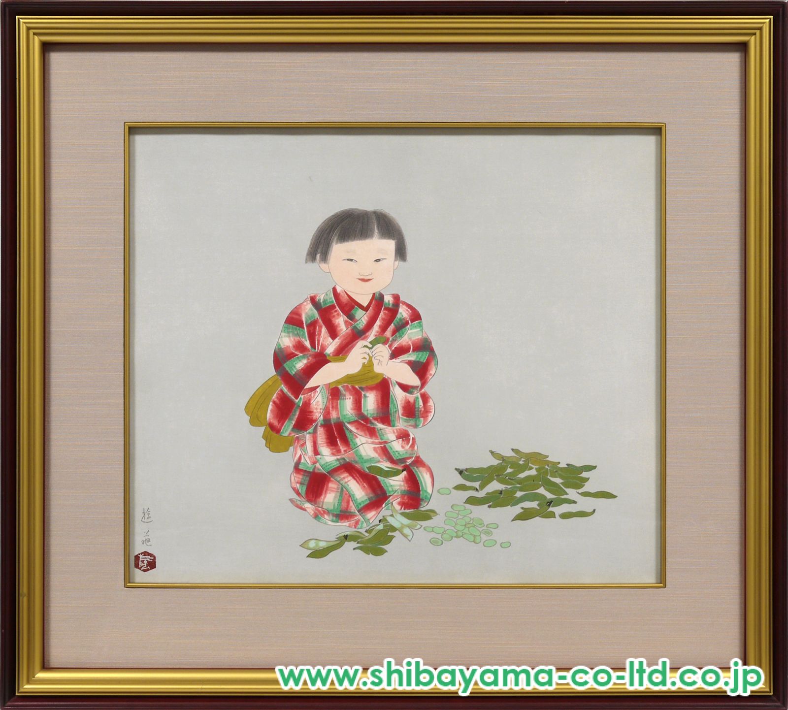 【 置屋の版木 山桜製 】 明治時代 遊女/芸者/女郎 蔵出 希少 Ｉ0418Ｆ 小倉遊亀「童女」木版画 :: 絵画買取・販売 - シバヤマ