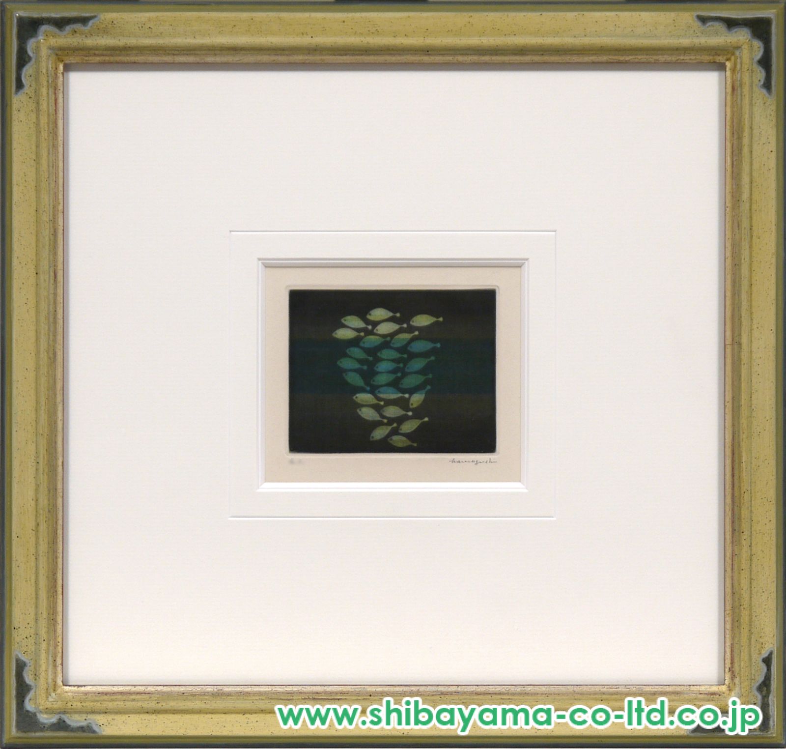 浜口陽三「魚」カラーメゾチント :: 絵画買取・販売 - シバヤマ