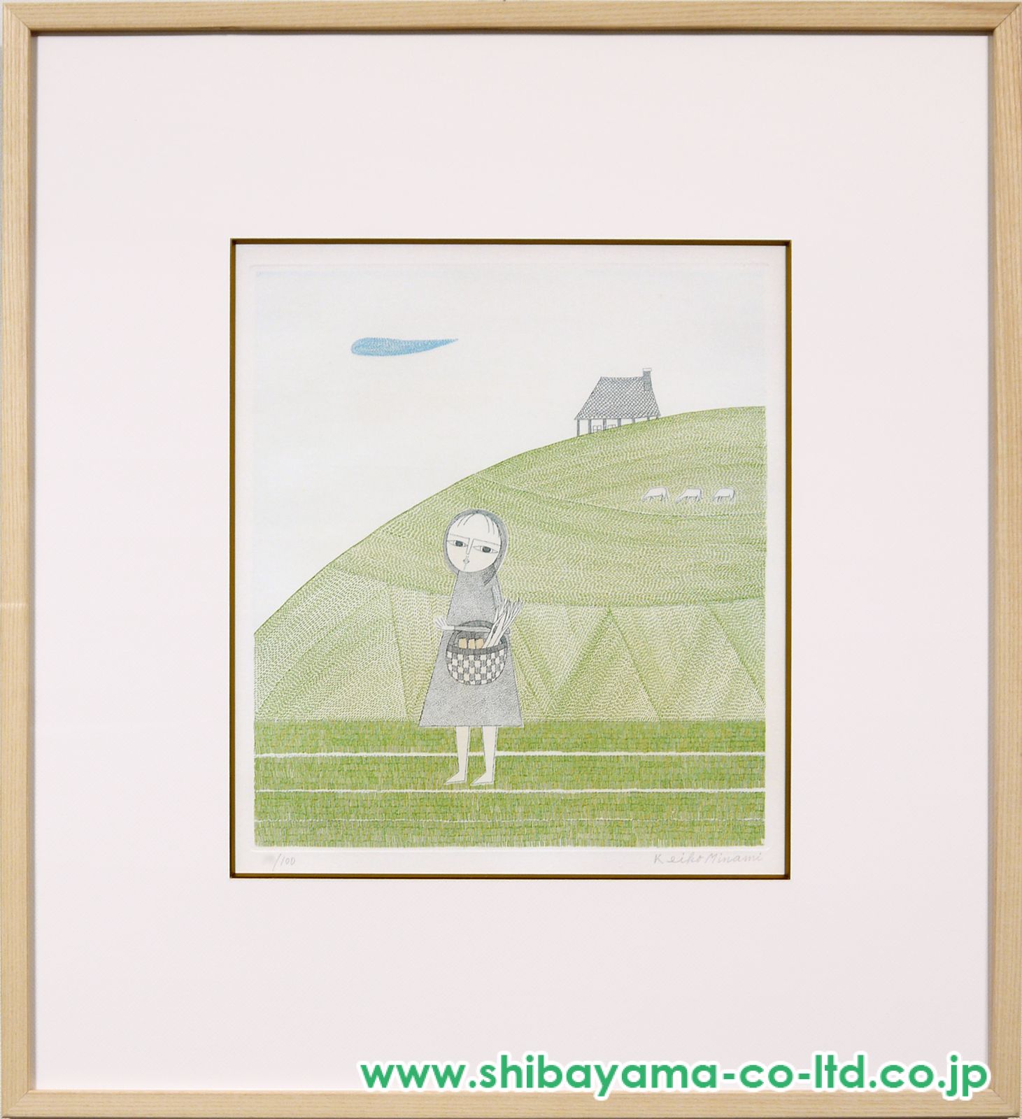南桂子　城　版画　リトグラフ 南桂子「少女」銅版画 :: 絵画買取・販売 - シバヤマ