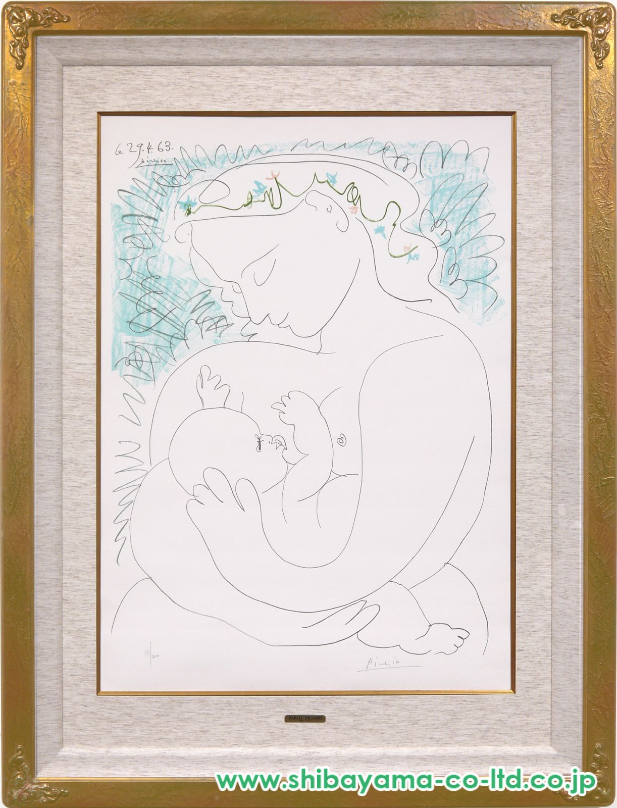 ピカソ 母と子 リトグラフ 1963年 Superb 1963 PICASSO SIGNED Pochoir Lithograph Mother & Child