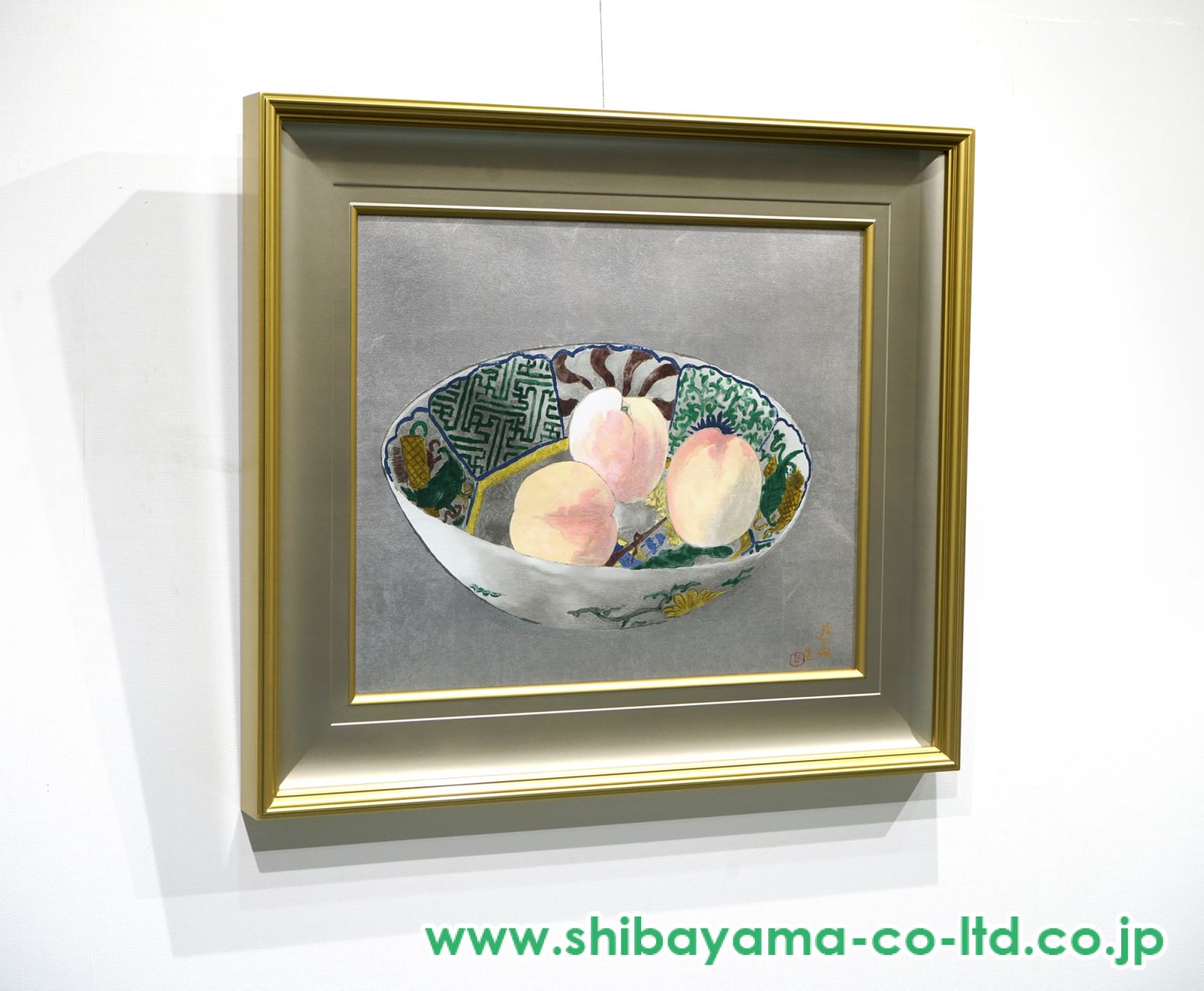 小倉遊亀　リトグラフ「桃と鉢」(花と果物より)　木版画　270/300　　額装 小倉遊亀「桃と鉢」リトグラフ :: 絵画買取・販売 - シバヤマ