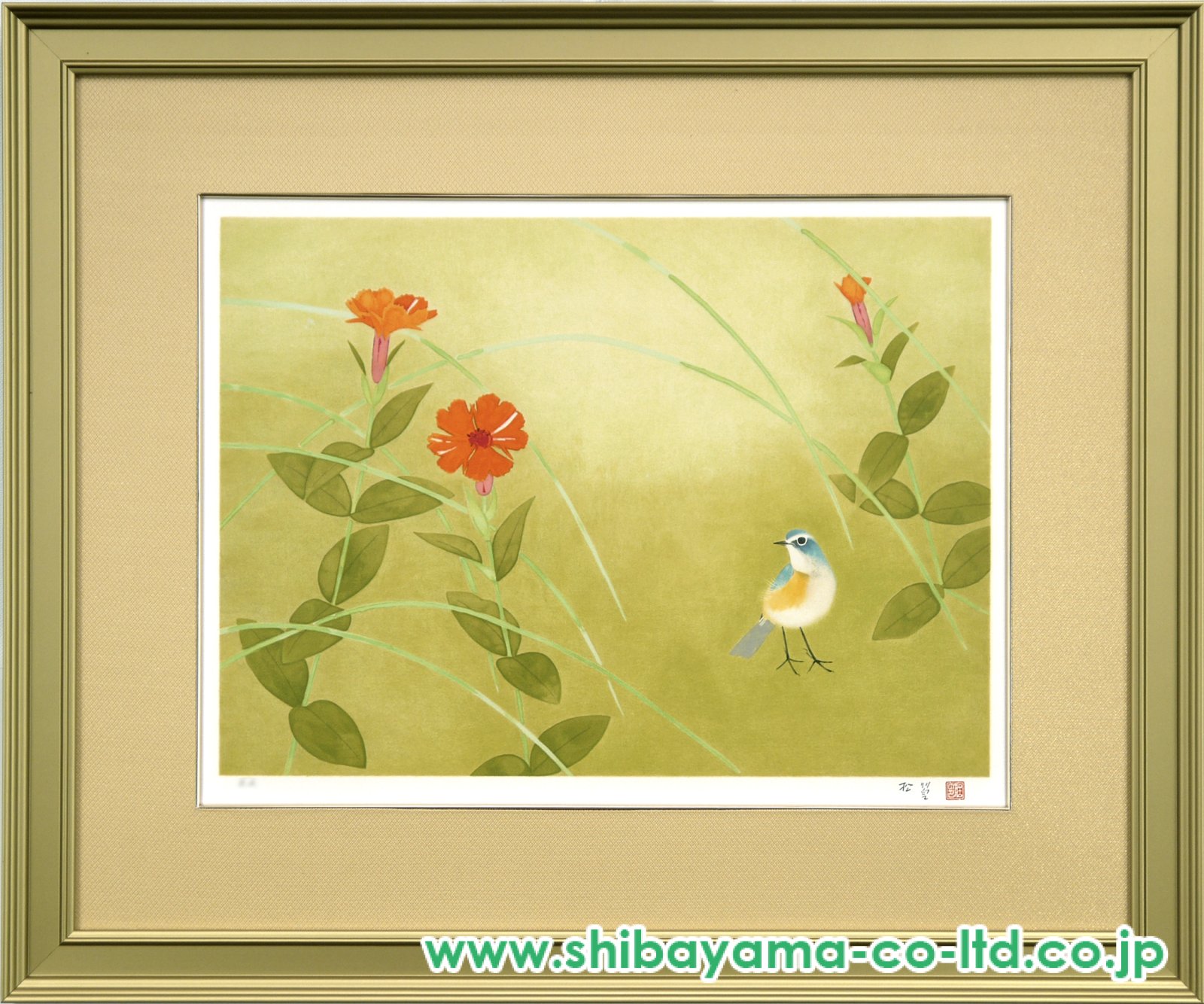 上村松篁 ナデシコ 大型額装品75㎝ 日本画リトグラフ 撫子203/250 落款 上村松篁 ナデシコ 大型額装品75 日本画リトグラフ 撫子203/250