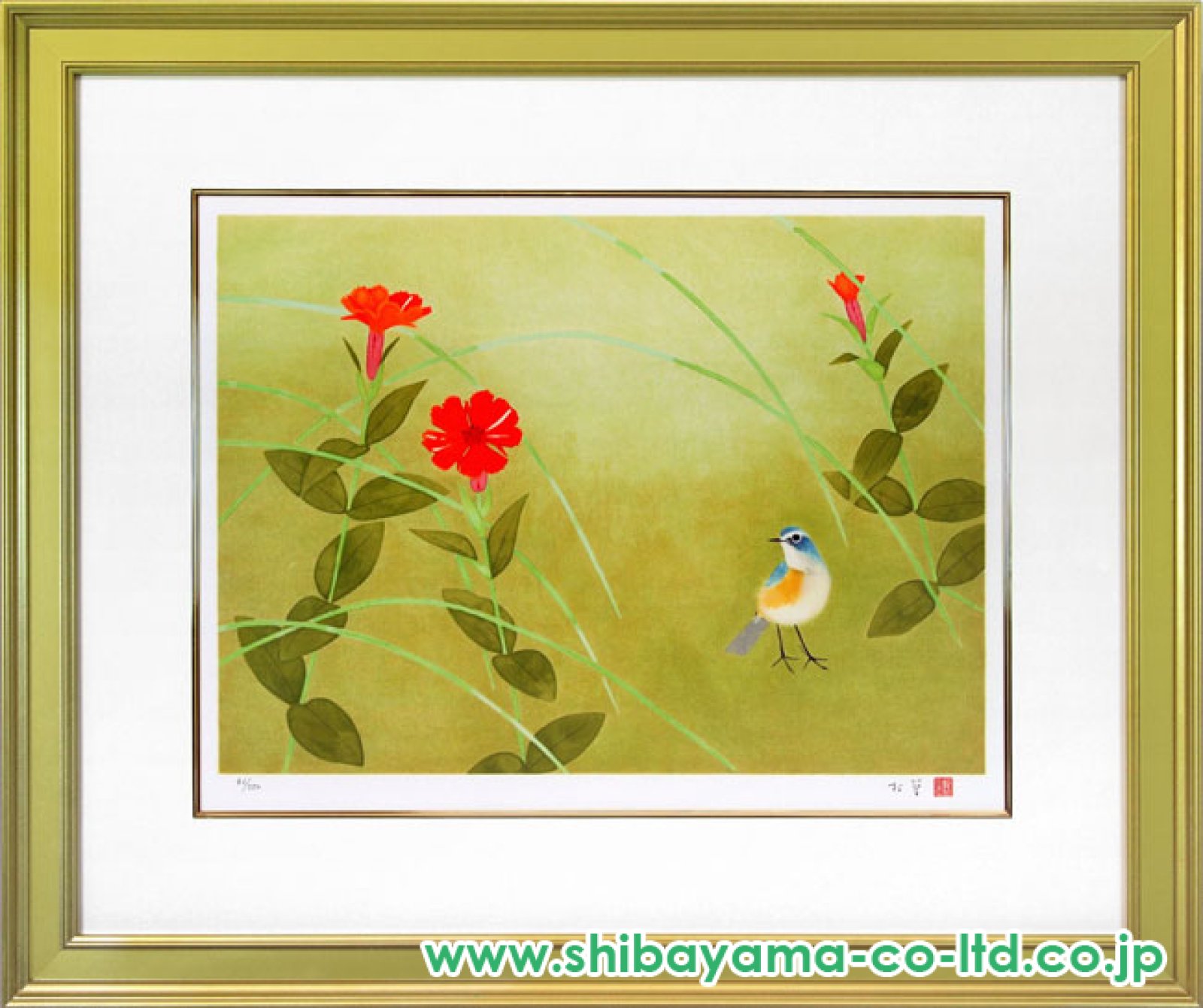 上村松篁 「花野」 リトグラフ  額装 絵画 上村松篁「夏野」リトグラフ :: 絵画買取・販売 - シバヤマ