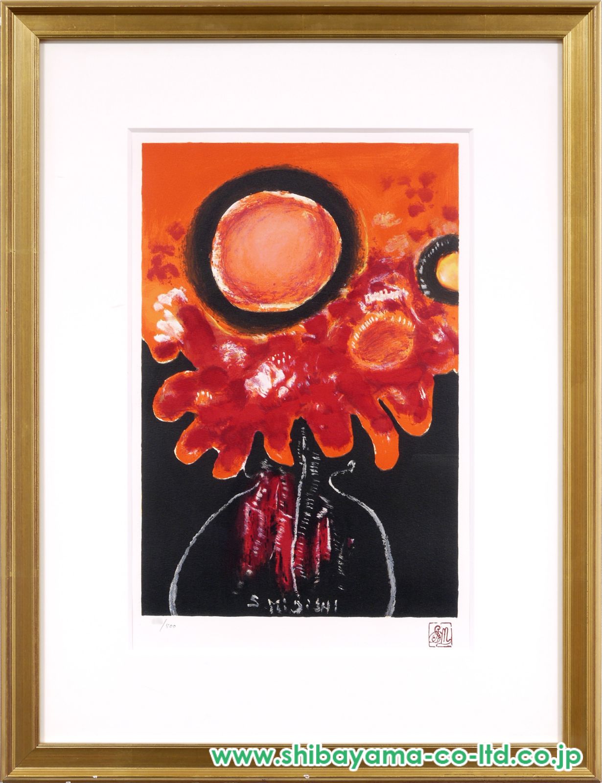 三岸節子、【ラコラオーラの城】、希少な大判額装用画集より、美品、新品額装付 三岸 節子、「花」、希少画集・額装画、日本製・新品額縁にて
