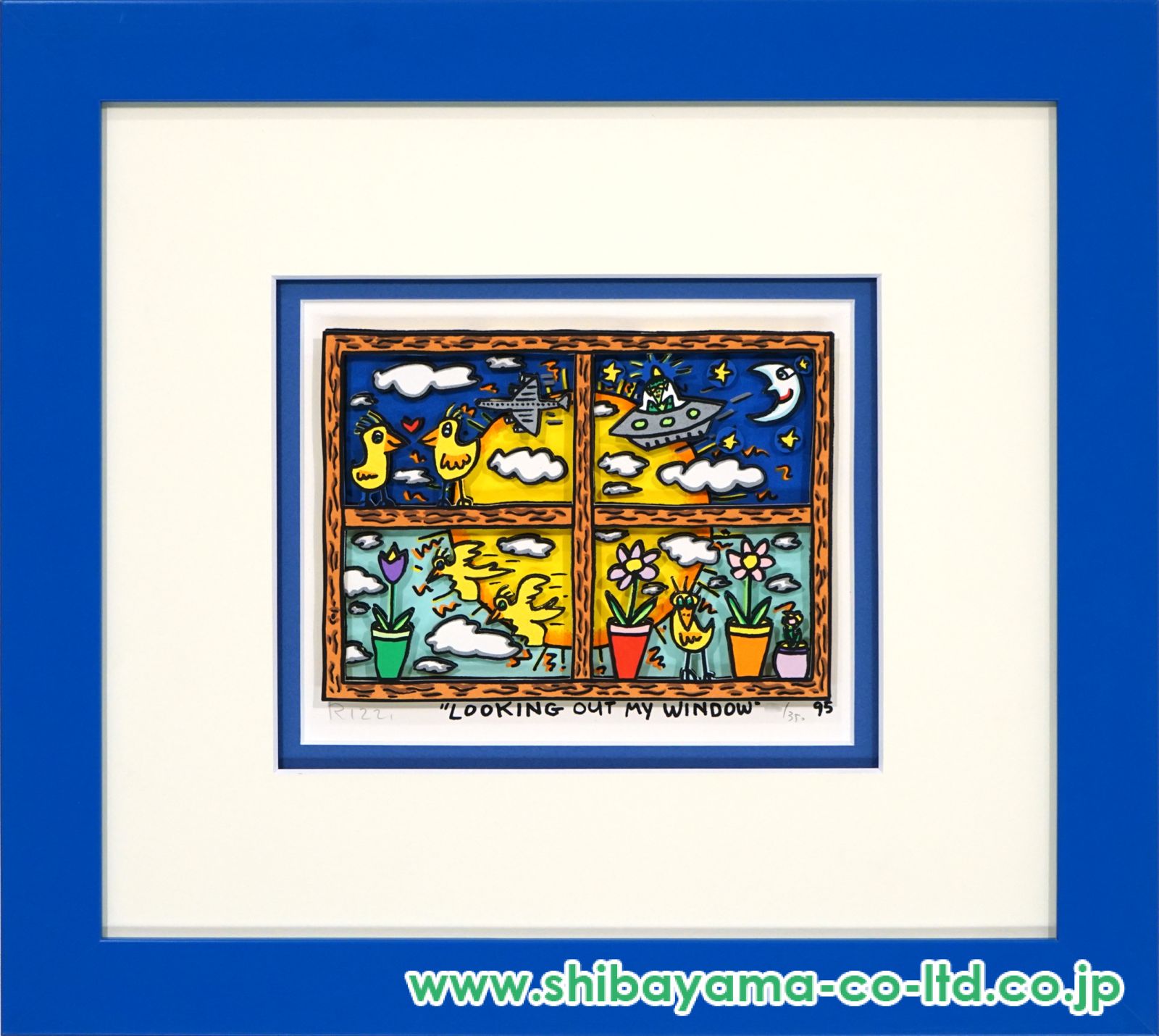 真作■ジェームス リジィ 3Dシルクスクリーン WINDOW■版画 絵画 ジェームス・リジィ「LOOKING OUT MY WINDOW」3Dシルク