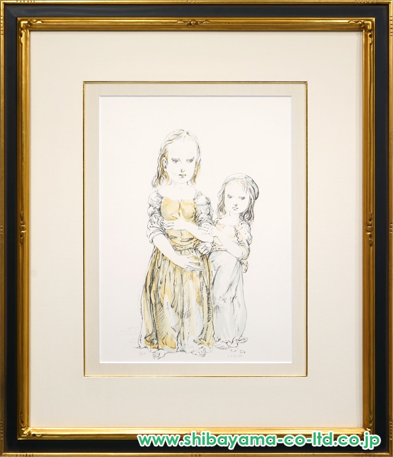 藤田嗣治「二人の少女」リトグラフ :: 絵画買取・販売 - シバヤマ