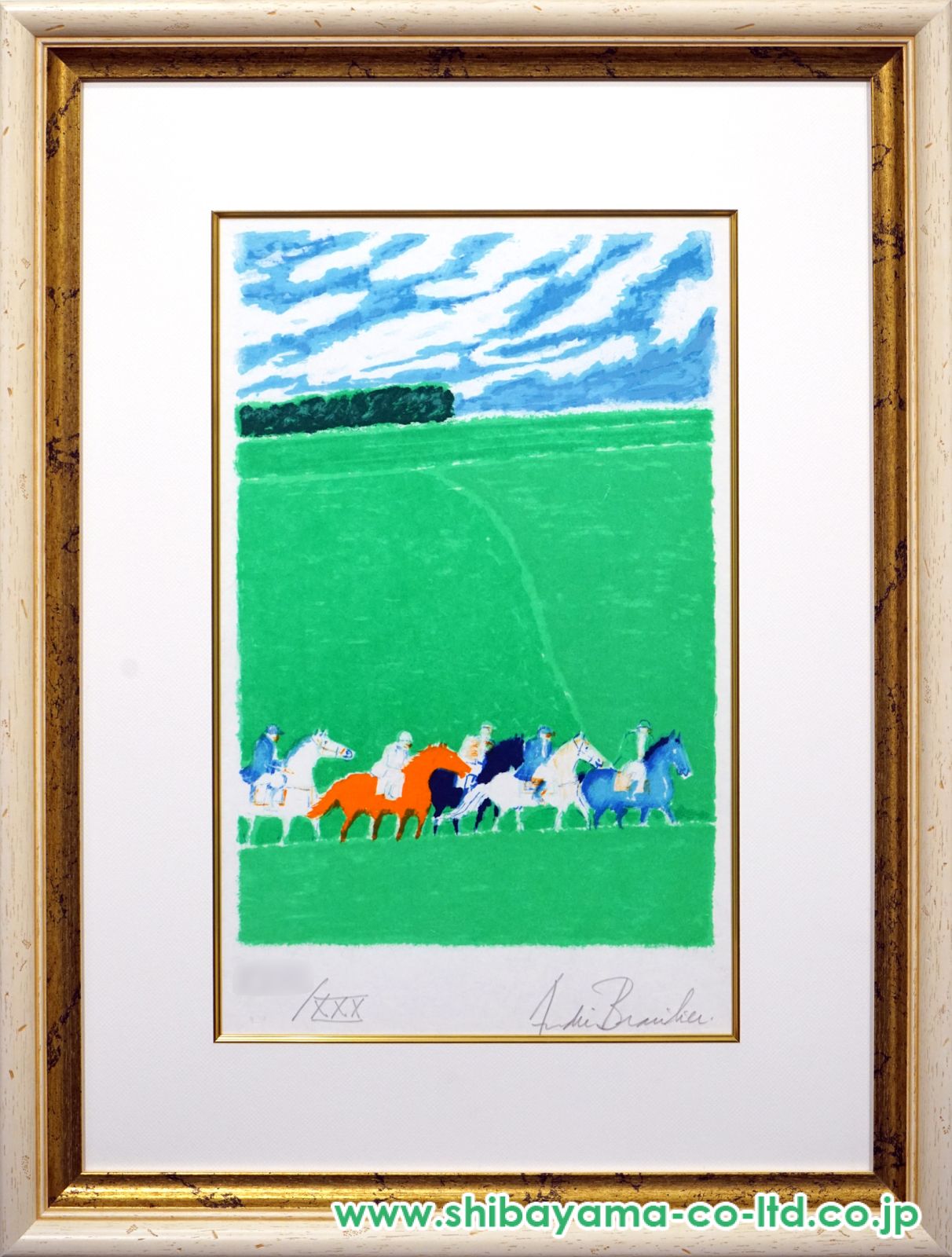 アンドレ・ブラジリエ「春の乗馬」リトグラフ :: 絵画買取・販売