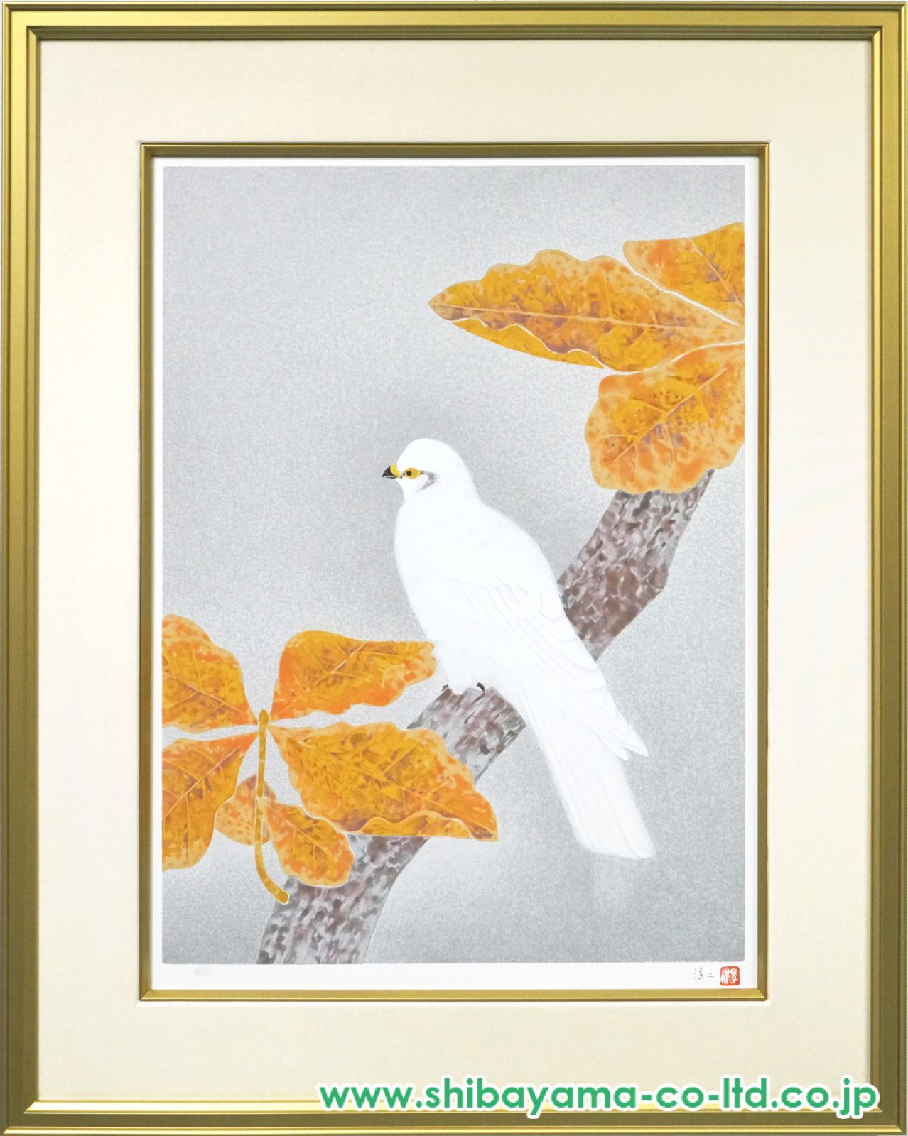 上村淳之「白鷹」シルクスクリーン :: 絵画買取・販売 - シバヤマ
