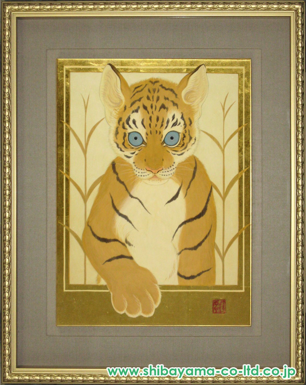 日本画 とら② 手描き 丸山友紀「虎子」日本画 6号 :: 絵画買取・販売 - シバヤマ