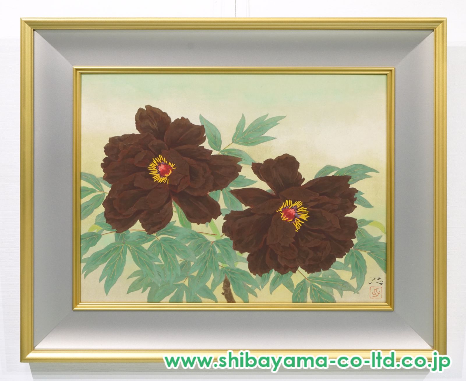 霜鳥忍「黒牡丹」日本画 P10号 :: 絵画買取・販売 - シバヤマ
