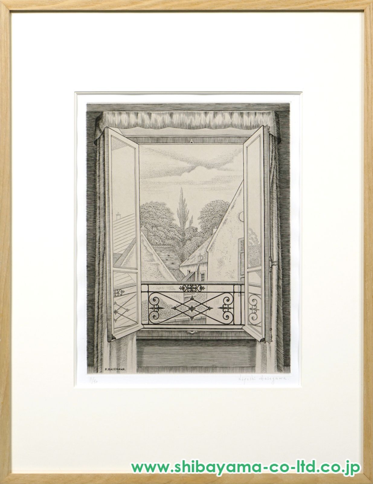 【真作保証】長谷川潔「開かれた窓と小鳩」ビュラン 直筆サイン 額装 版画 絵画 真作保証】長谷川潔「開かれた窓と小鳩」ビュラン 直筆サイン