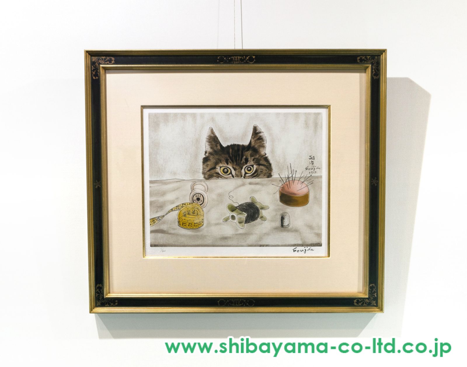 藤田嗣治、【仕立屋】 藤田嗣治「仕立て屋の猫」シルクスクリーン :: 絵画買取・販売