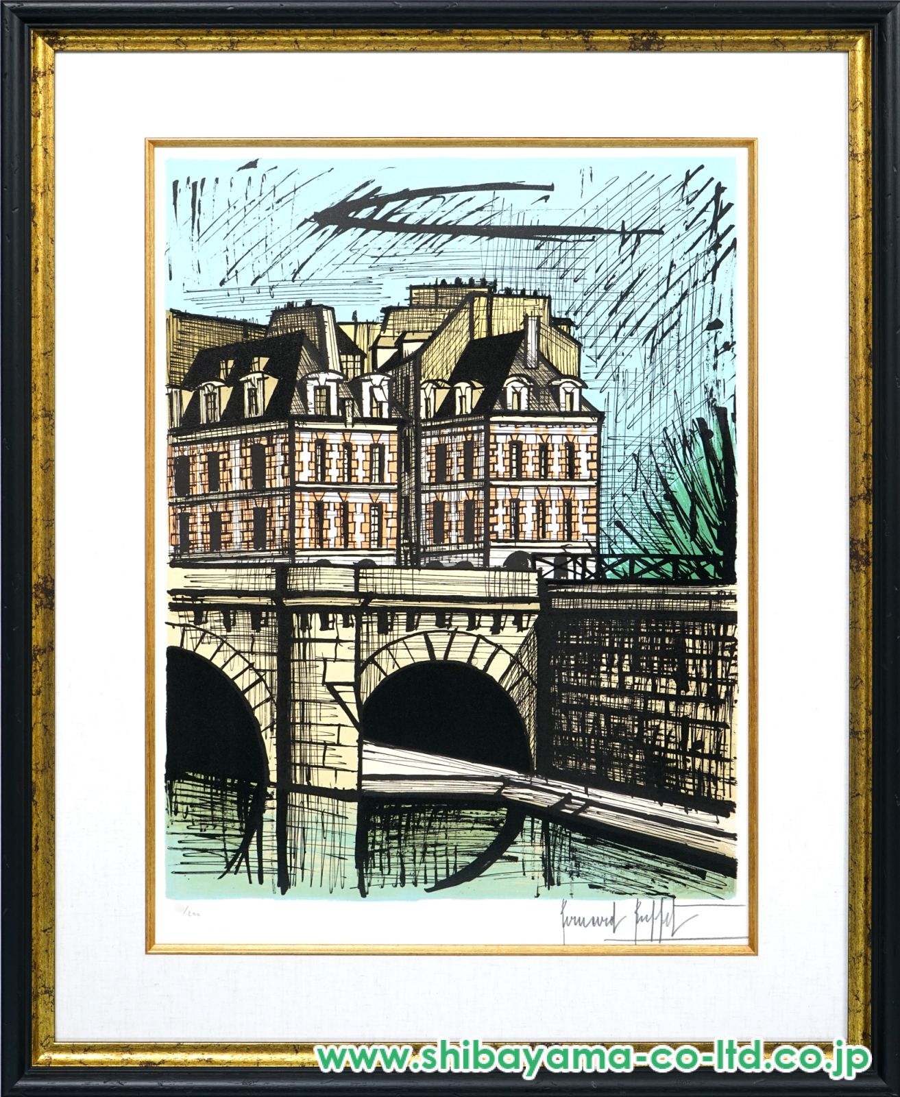 ベルナール　ビュッフェ　パリ橋シリーズ 楽天市場】絵画 ビュッフェ リアルト橋 シルクスクリーン刷