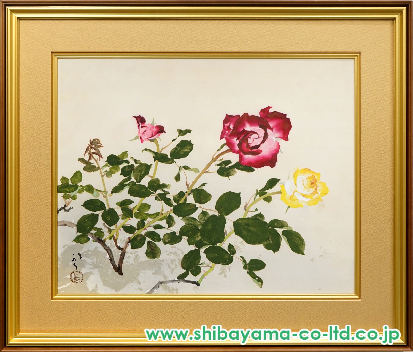 川端龍子「長春花」日本画 :: 絵画買取・販売 - シバヤマ