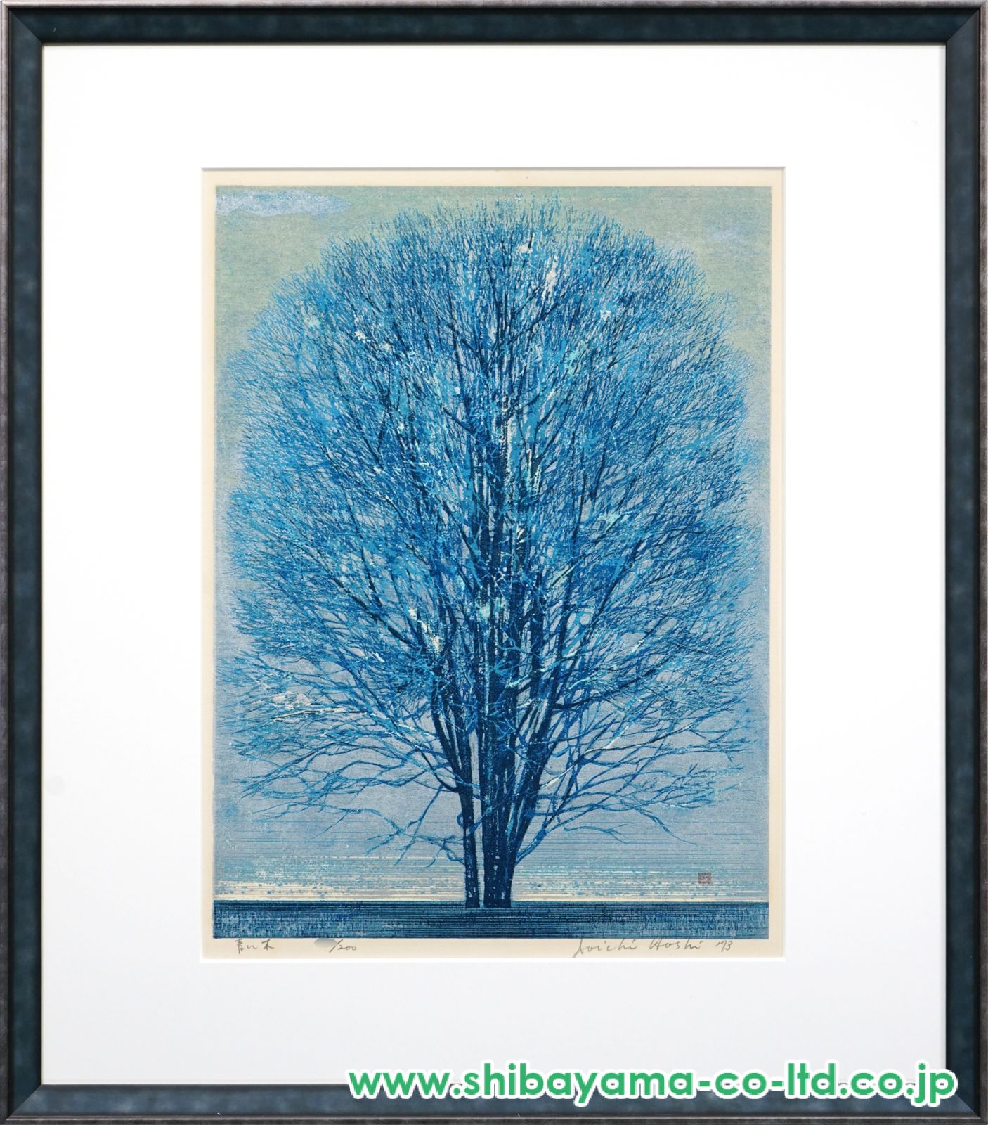 星襄一　(ホシ　ジョウイチ) 「赤い木」　油絵　水彩画　木版画　小品　検　大地 星襄一 (ホシ ジョウイチ) 「赤い木」 油絵 水彩画 木版画 小品