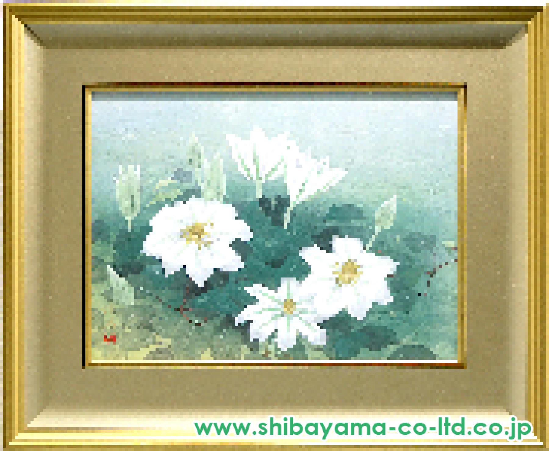 牧野伸英「クレマチス」日本画 8号 :: 絵画買取・販売 - シバヤマ