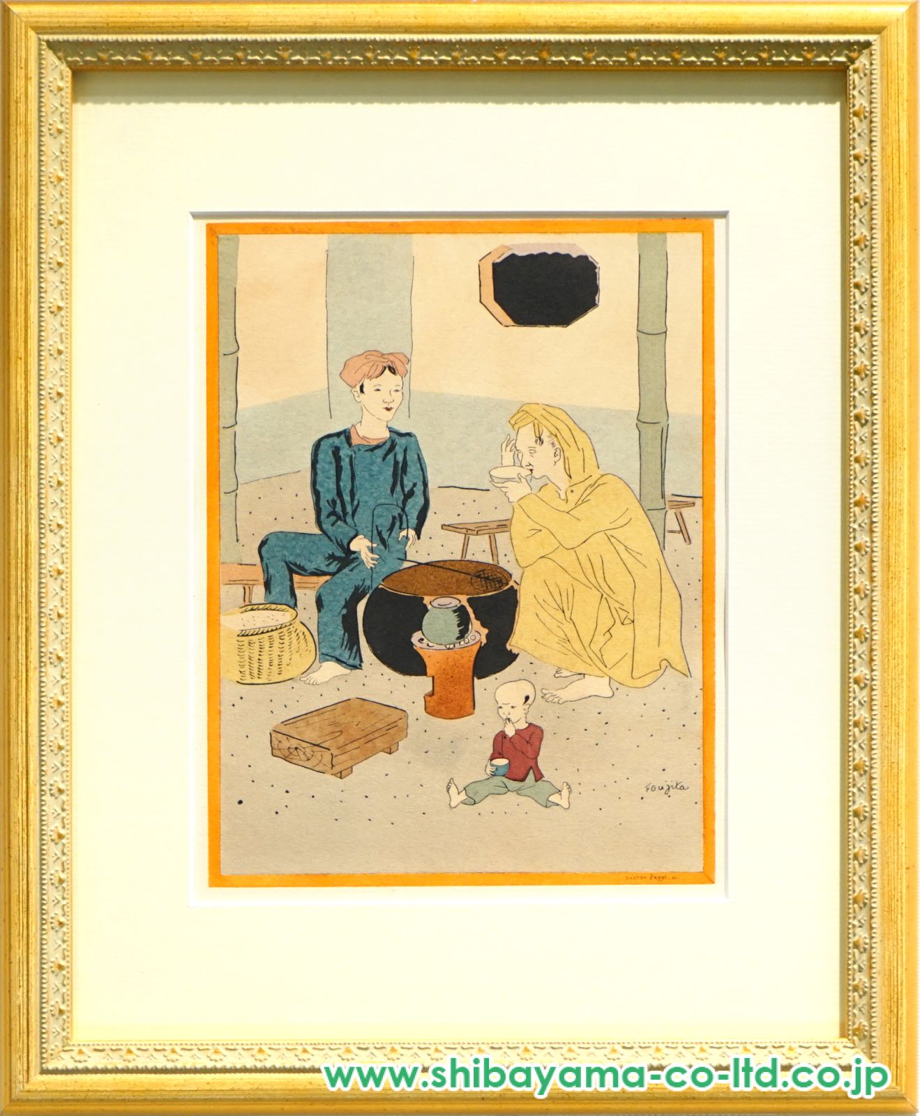 藤田嗣治 L'ACADEMIE FRANCAISE リトグラフ L. 藤田嗣治「四十雀より『アカデミー・フランセーズ』」リトグラフ
