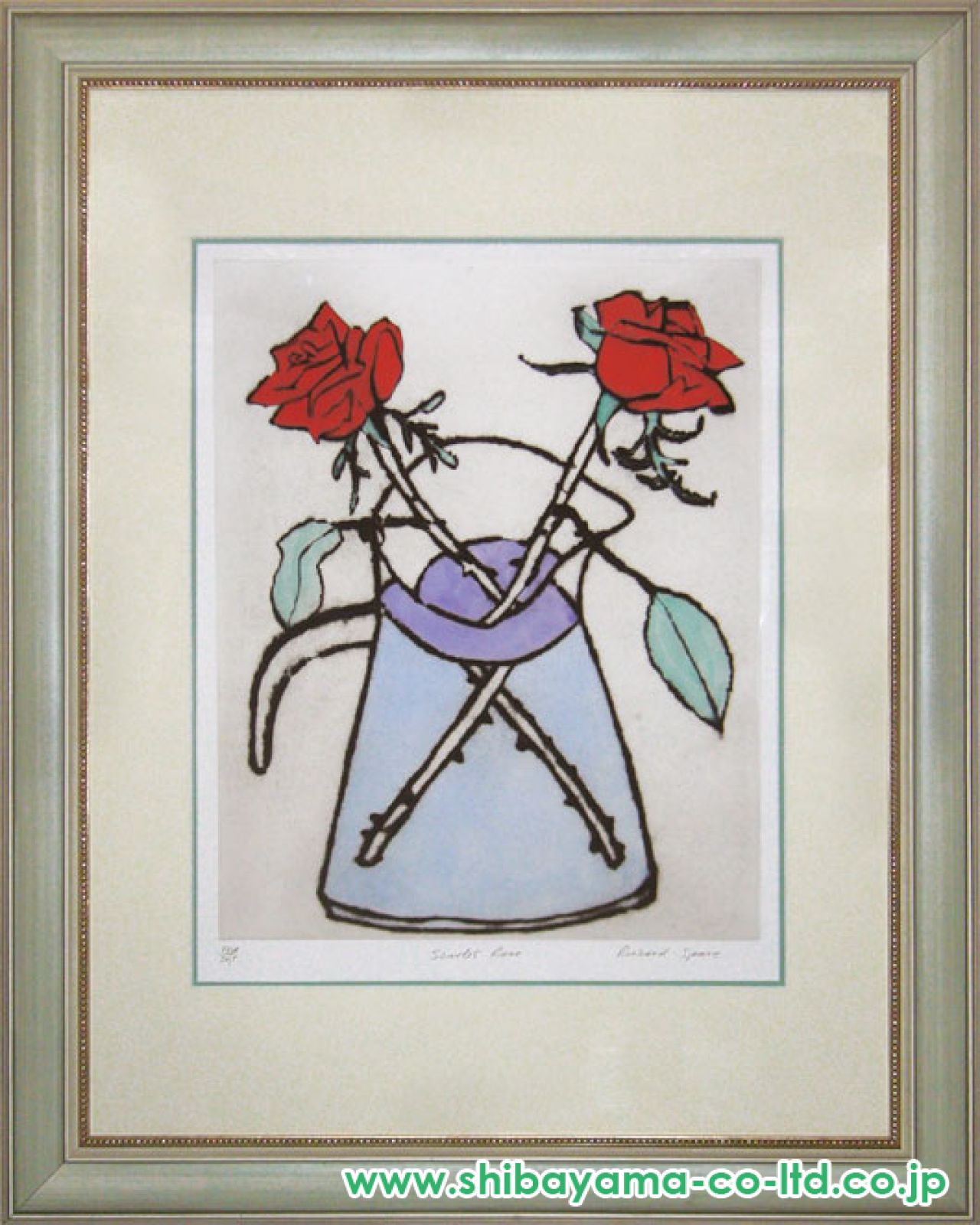 真作■リチャードスペア 版画 Scarlet Rose II■絵画 ローズ 薔薇 真作□リチャードスペア 版画 Scarlet Rose II□絵画 アイズピリ
