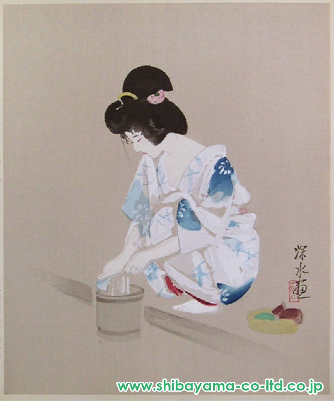 伊東深水「浴後」木版画 :: 絵画買取・販売 - シバヤマ