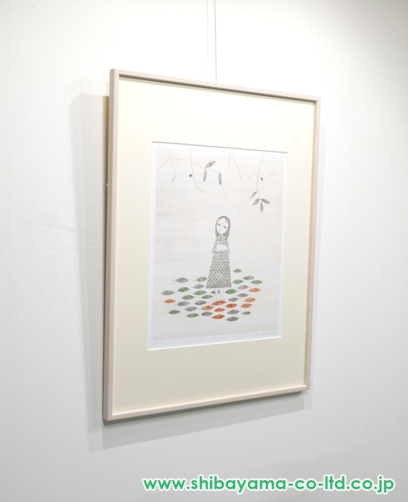 南桂子「落葉と少女」カラーエッチング :: 絵画買取・販売