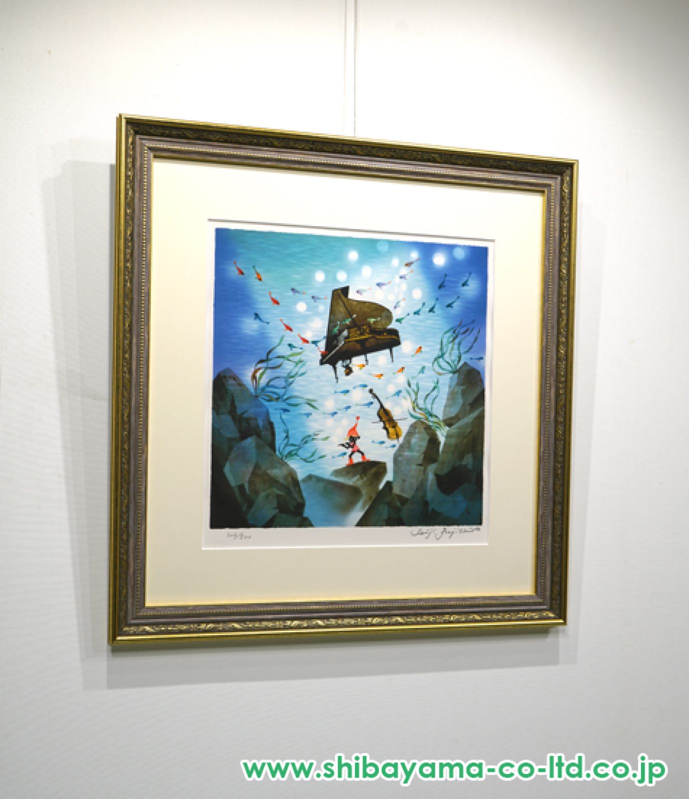 【専用】藤城清治「海の中のピアノ」【リトグラフ・直筆サイン】【版元保証書】 藤城清治「海の中のピアノ」リトグラフ :: 絵画買取・販売