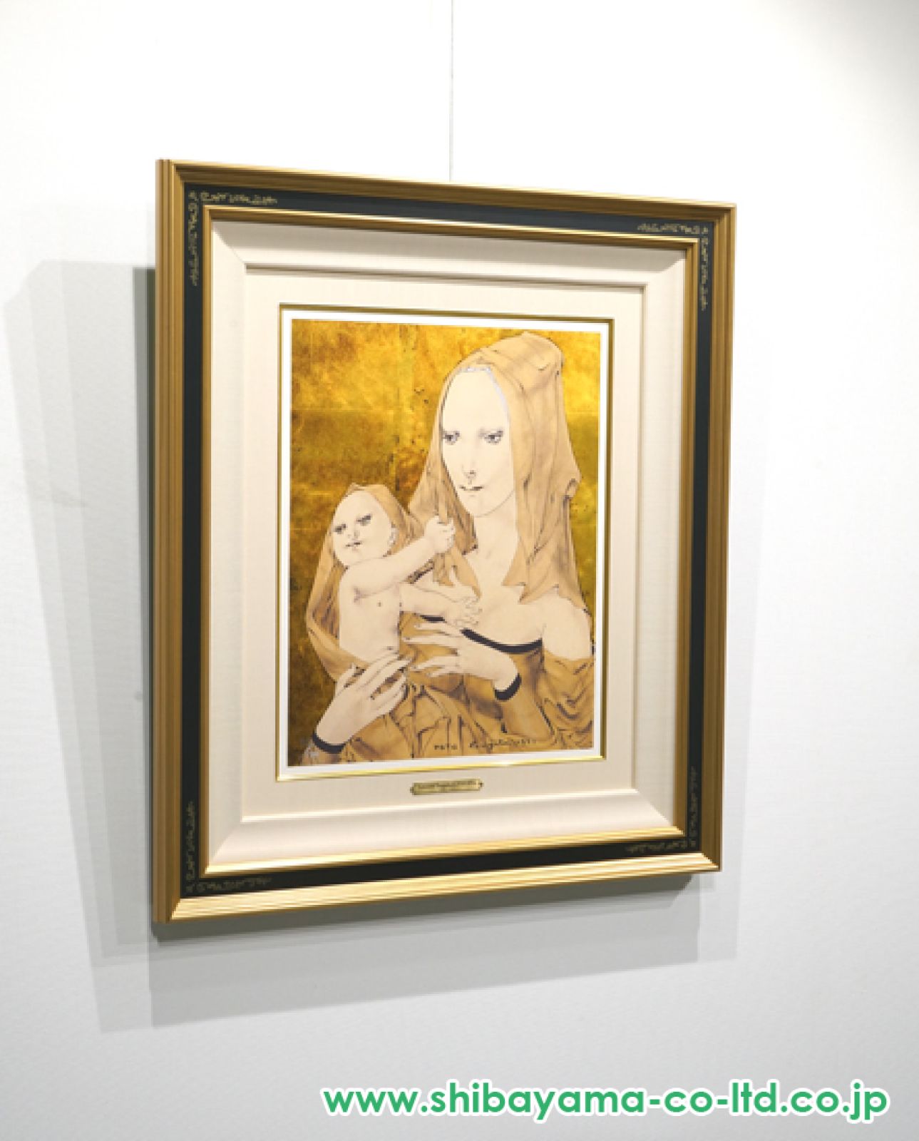 藤田嗣治、【聖母子】、希少画集画、新品高級額・額装付、状態良好 藤田嗣治「聖母子」ミクストメディア :: 絵画買取・販売 - シバヤマ