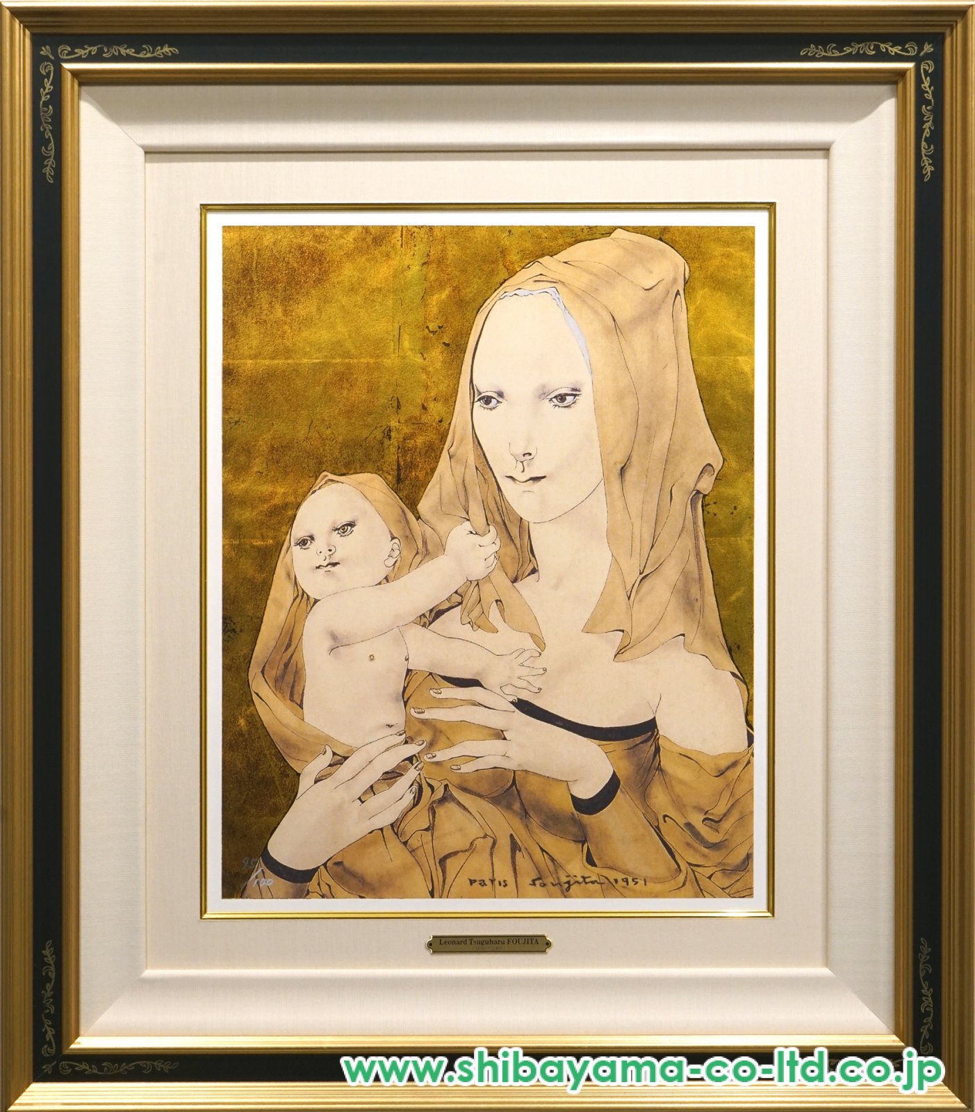 藤田 嗣治、『聖母子』、画集画、新品高級額装付、状態良好、送料無料 藤田嗣治「聖母子」ミクストメディア :: 絵画買取・販売 - シバヤマ