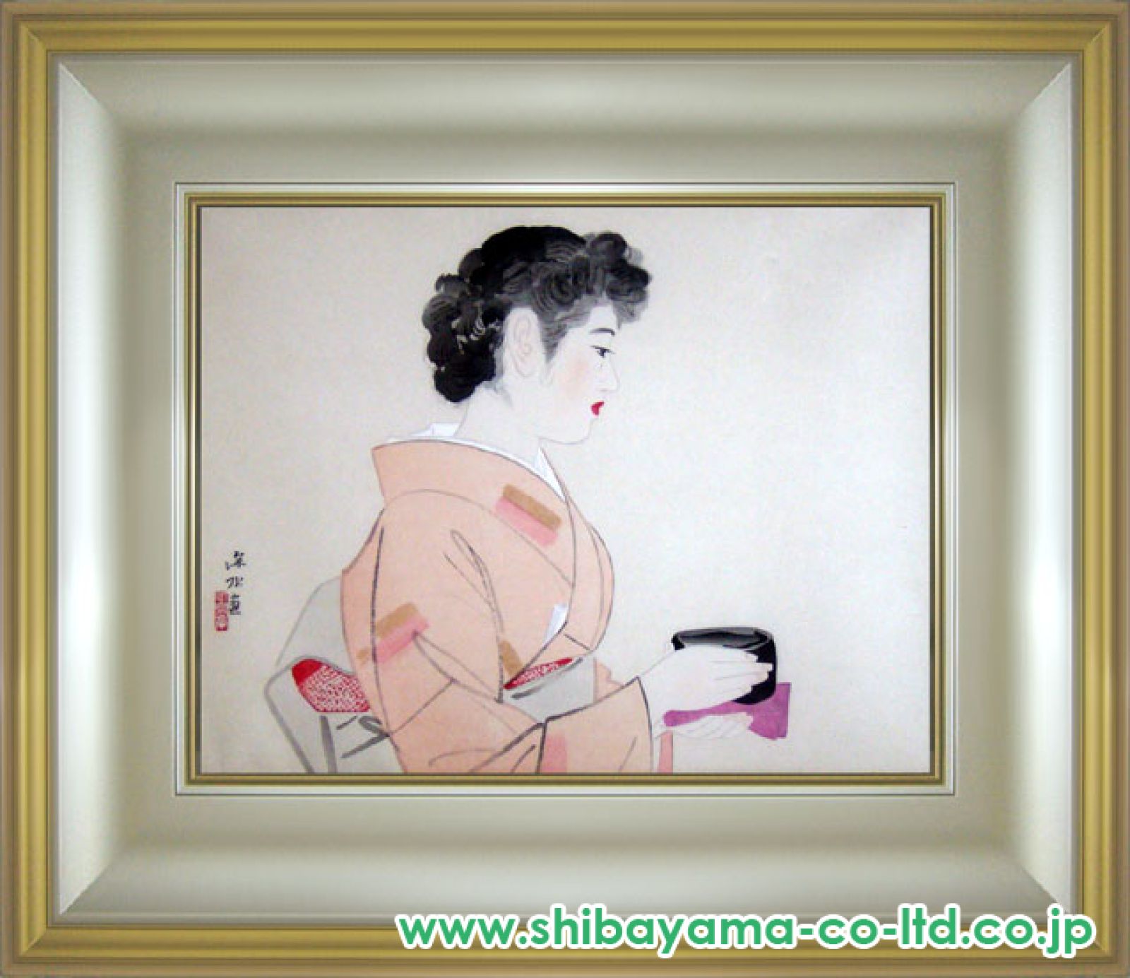 伊東深水「お手前」木版画 :: 絵画買取・販売 - シバヤマ