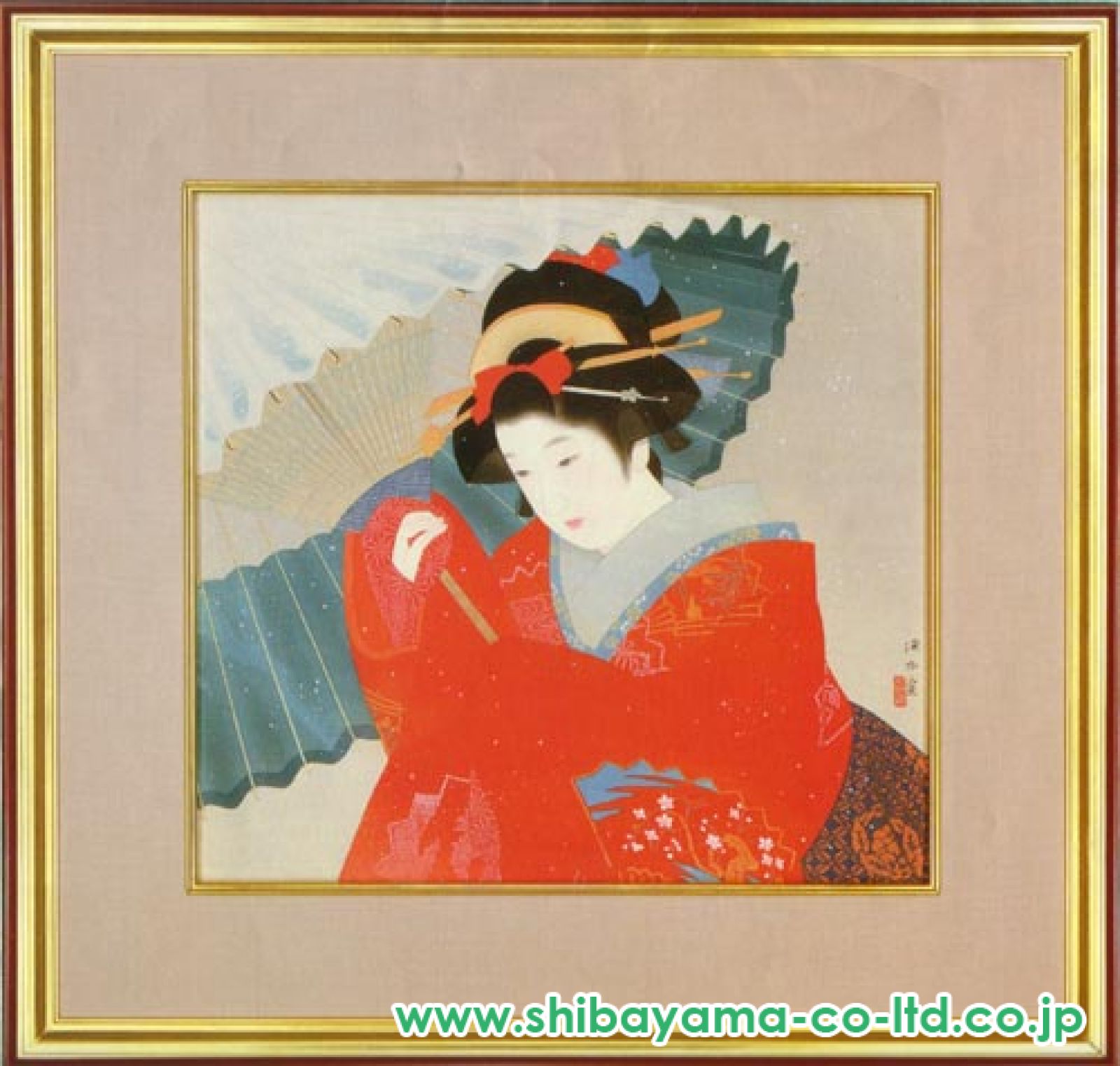 伊東深水「春雪」木版画 :: 絵画買取・販売 - シバヤマ