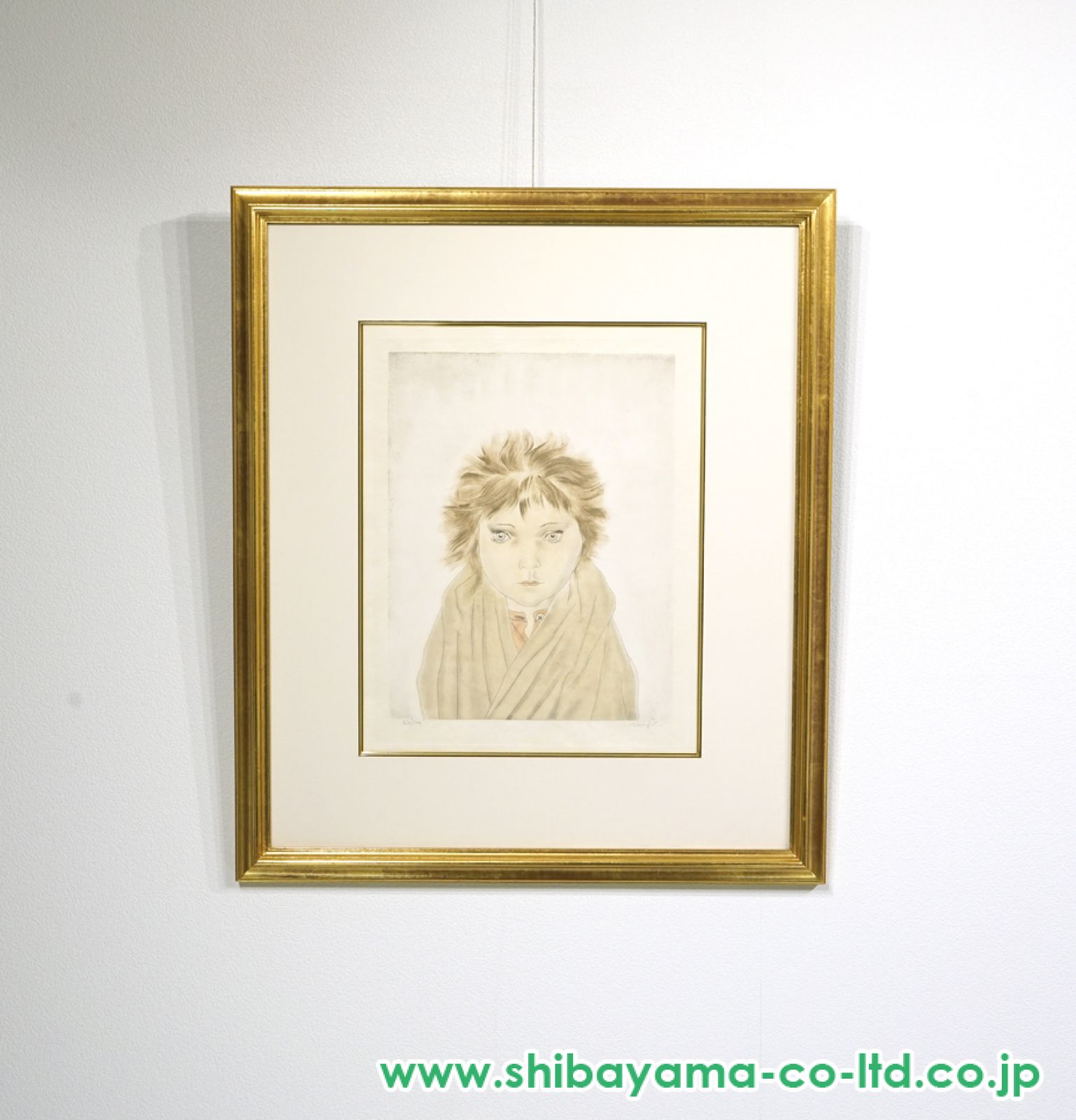 藤田嗣治「碧い眼をした赤毛の少女」銅版画 :: 絵画買取・販売