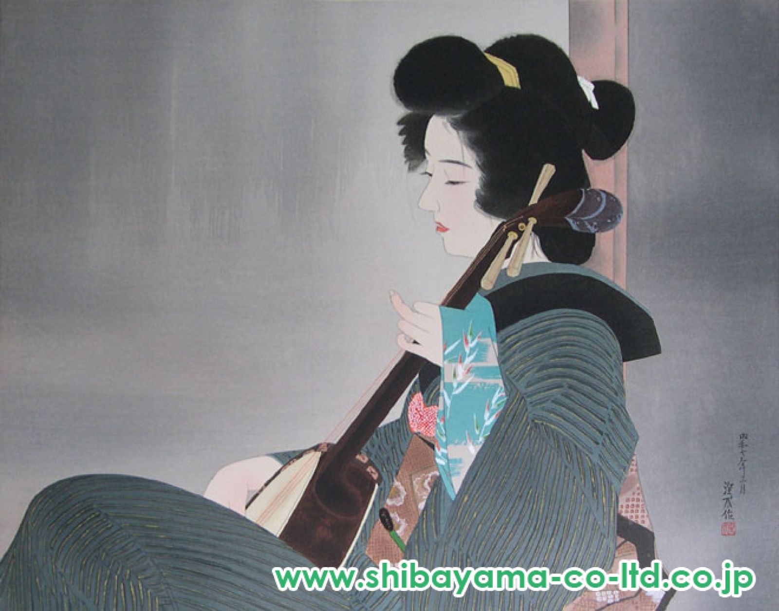 伊東深水「爪びき」木版画 美人画 永井画廊版 彫師・摺師銘有り タトウ箱付属 1539_52b16af1154df795279194.jpg
