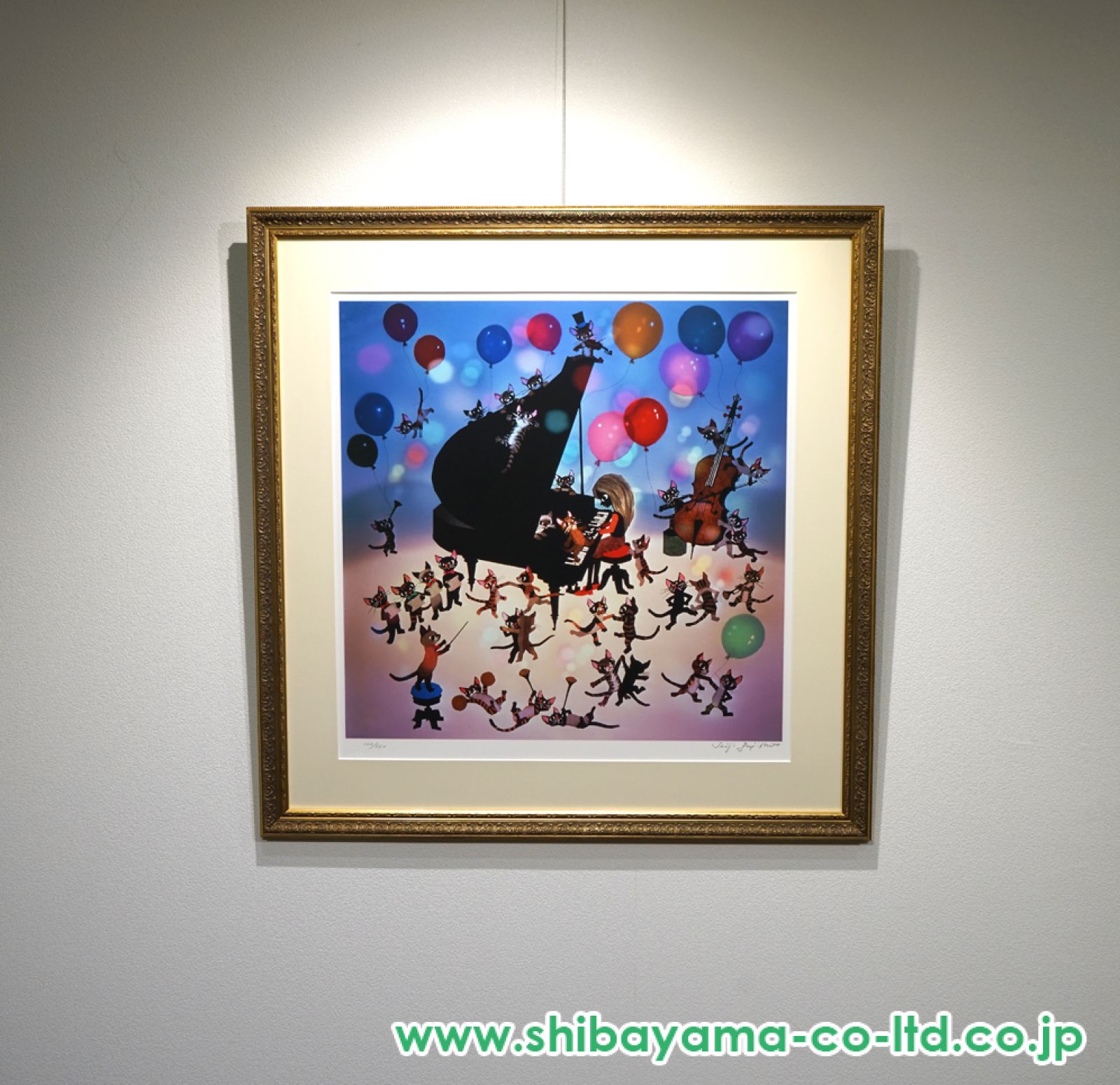 藤城清治「猫と少女の音楽会」セリグラフ :: 絵画買取・販売