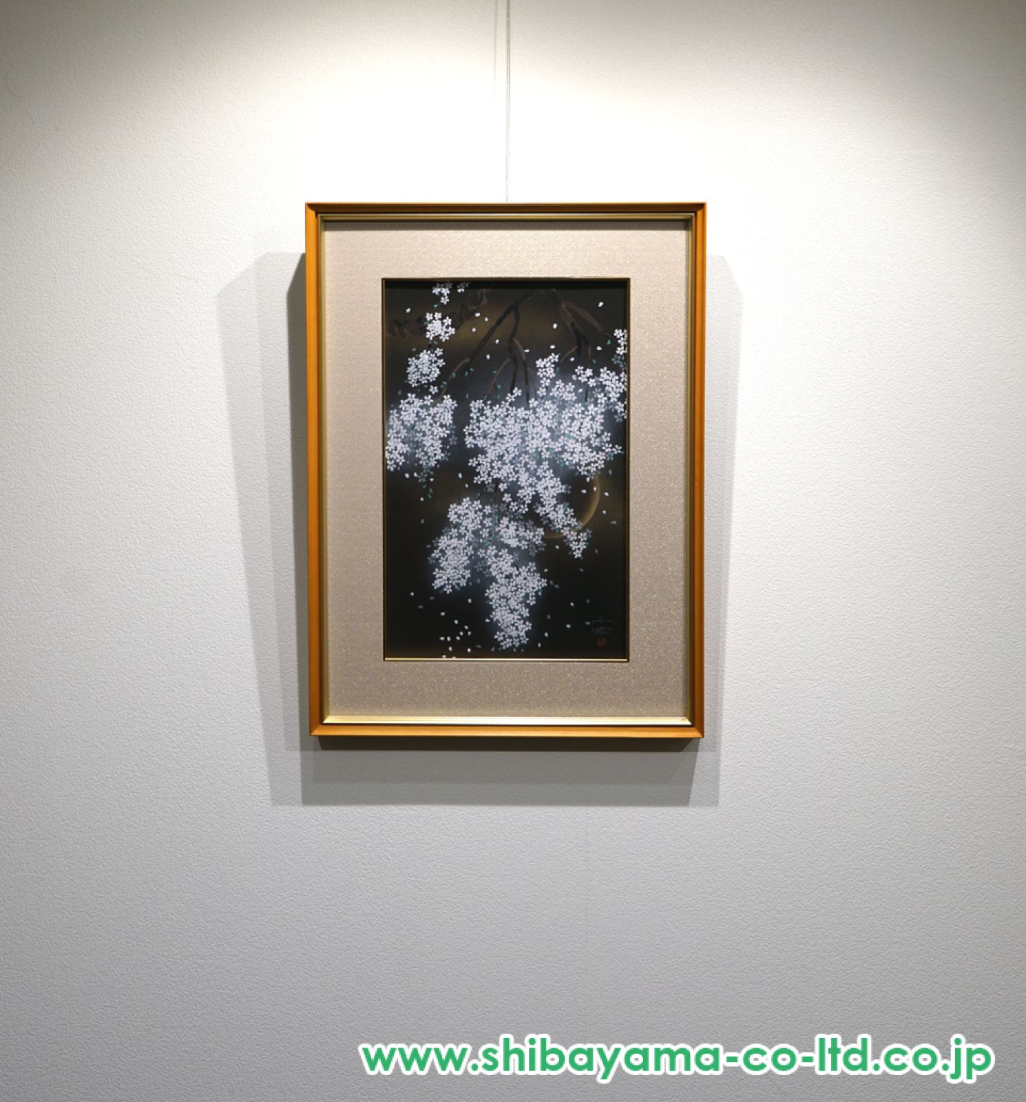 日本画 漆画・七宝？ 木製フレーム 中島千波「春朧枝垂櫻」木版画 :: 絵画買取・販売 - シバヤマ