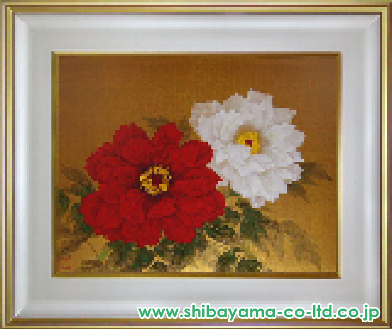 霜鳥忍『麗花』共シール 日本画 静止画 絵画 額装 美術 芸術 古美術品