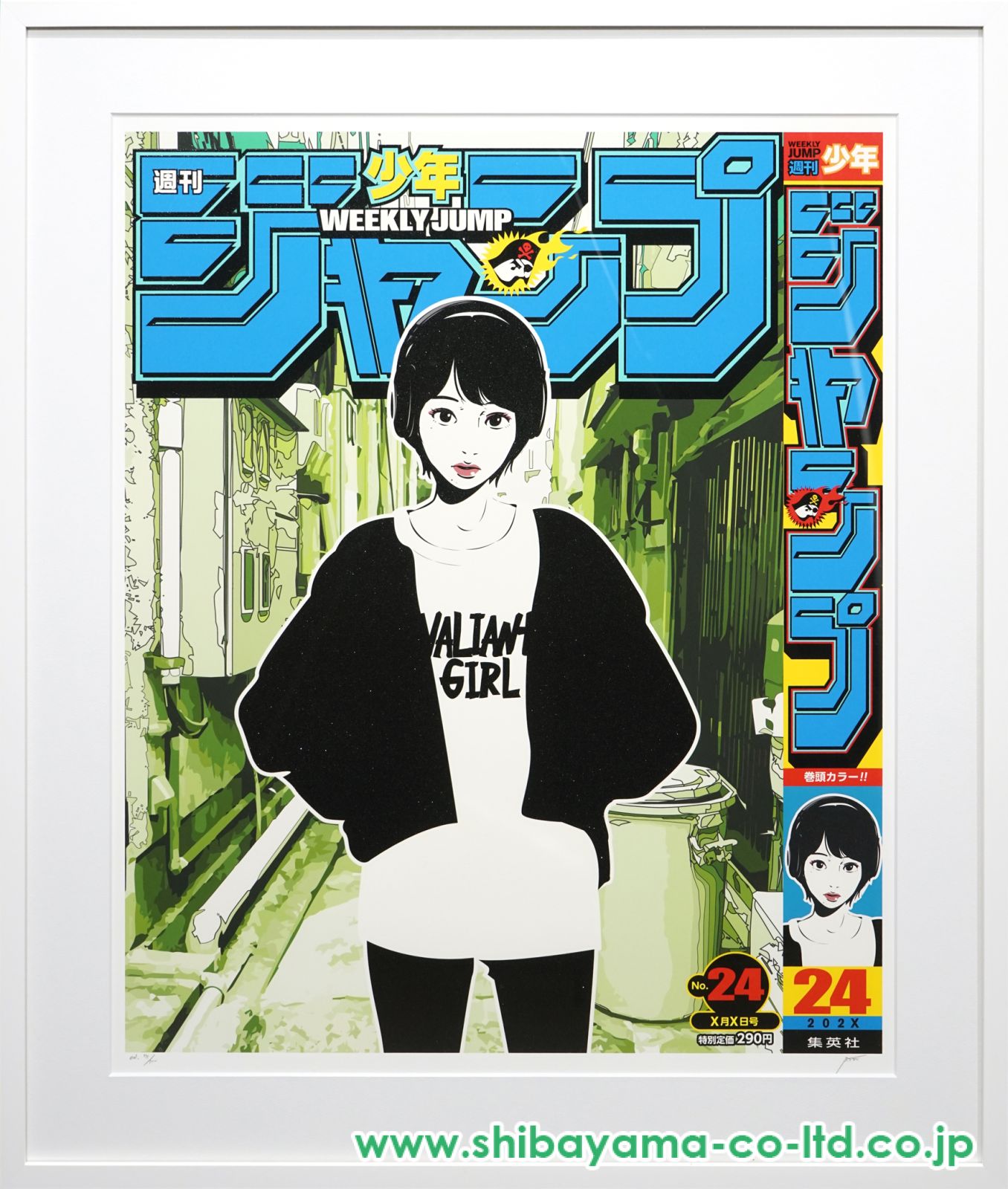 24時間以内に売れなければ300円シルクスクリーン応用絵画　「銀魂ニャンコ」 title:MANEKI-NEKO 50:50 WHITE v2(GOLD&SILVER SPLATTER