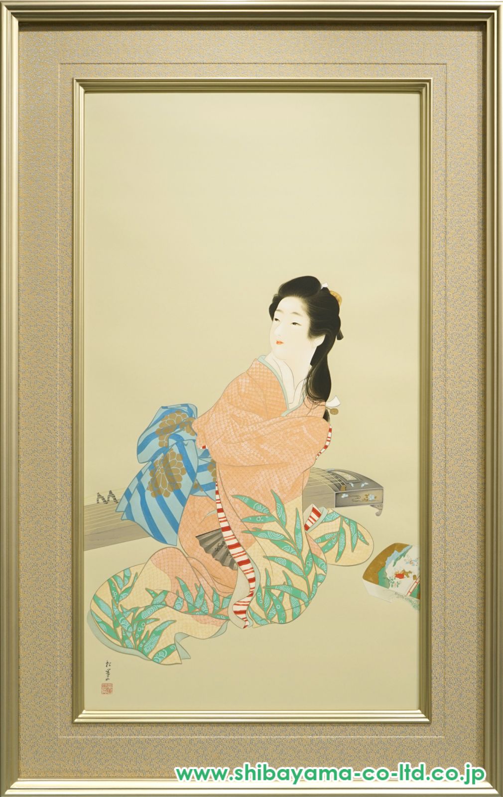 美品 掛け軸 上村松園筆「娘深雪」美人画 シルクスクリーン 足立美術館 上村松園「娘深雪」シルクスクリーン :: 絵画買取・販売 - シバヤマ