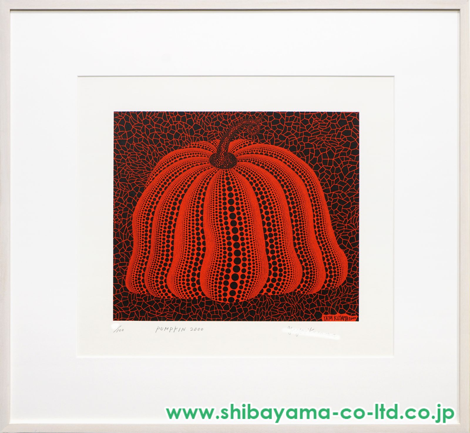 草間彌生　版画　赤いカボチャ 草間彌生(草間弥生) かぼちゃ(赤)上海万博記念スカーフ | 絵画