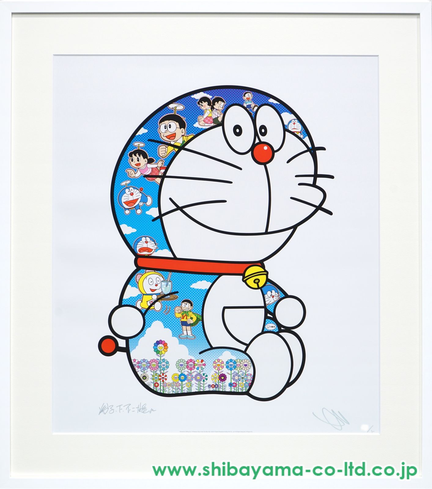 村上隆　ドラえもん　版画　「青空の下、楽しいね」ED:100 村上隆 おすわりドラえもん 村上隆 ドラえもん 版画 「青空の下