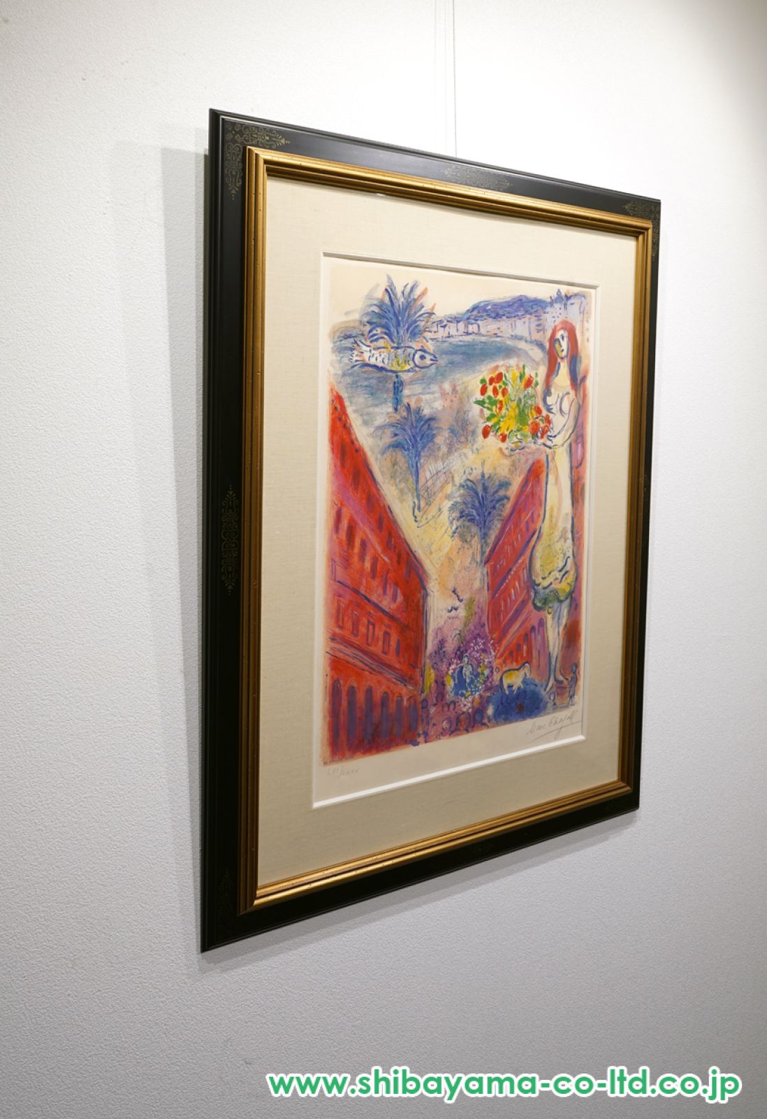 シャガール、ヴィクトワール大通り、希少画集画、新品額装付 マルク・シャガール「Nice and the Côte d'Azurより『ニースの