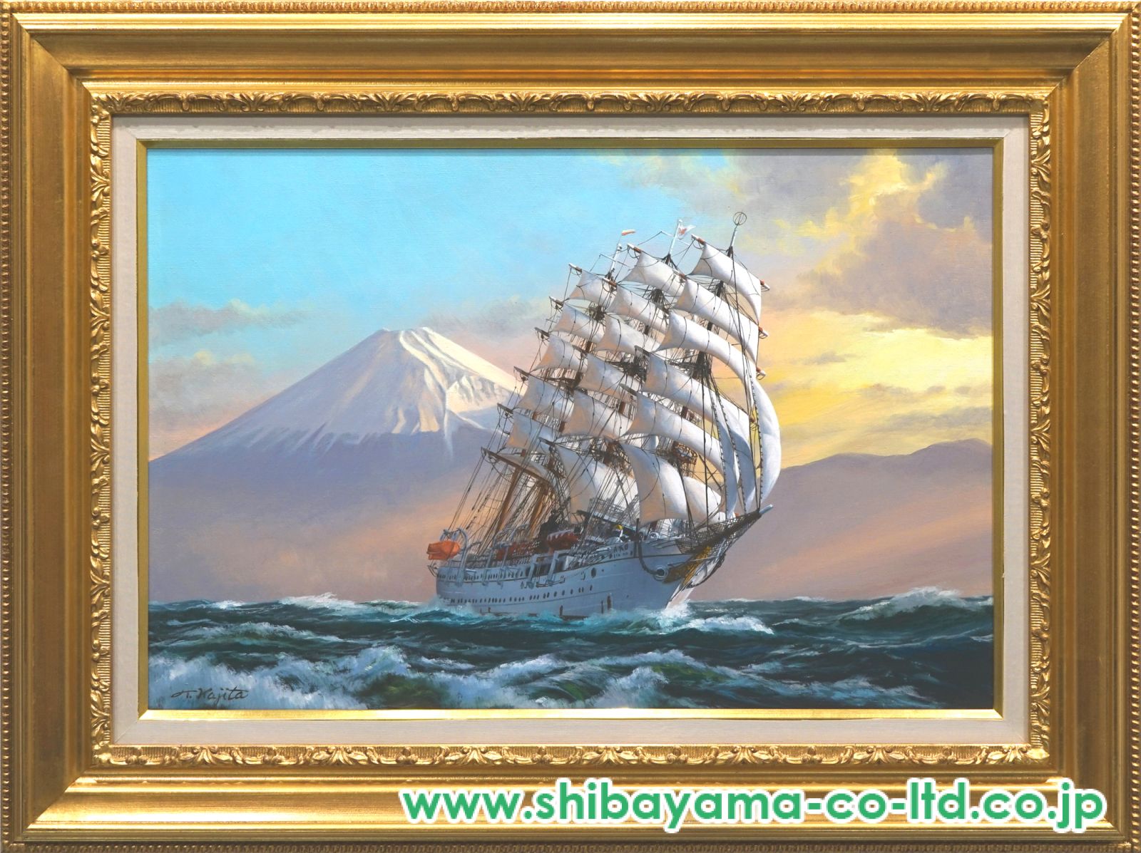 25×34㎝【開運・仕事・学業運】「青富士2」特大・油彩・額装・原画・風水 25×34㎝【開運・仕事・学業運】「青富士2」特大・油彩・額装