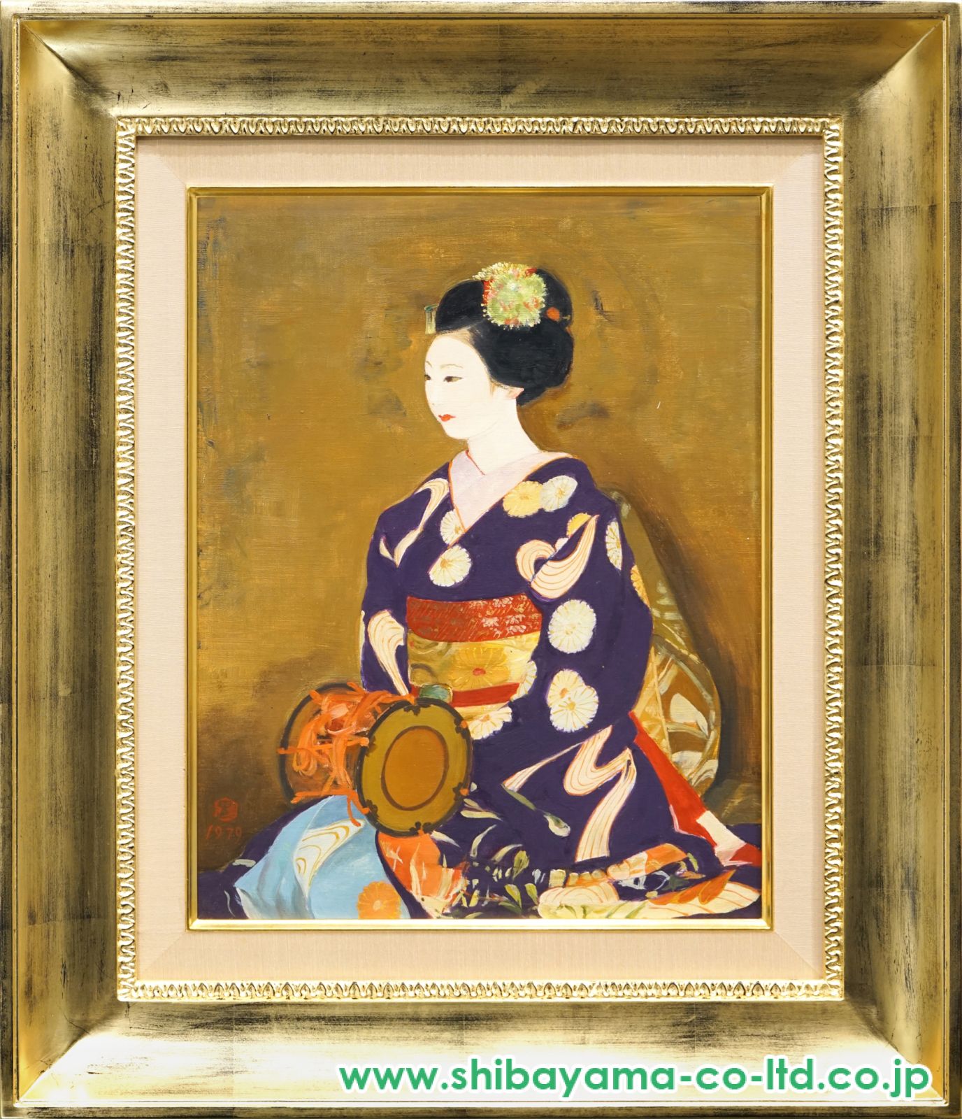 鬼頭 鍋三郎、コスチューム麻子、希少な画集より、新品高級額装付 鬼頭鍋三郎「舞妓」油彩 6号 :: 絵画買取・販売 - シバヤマ