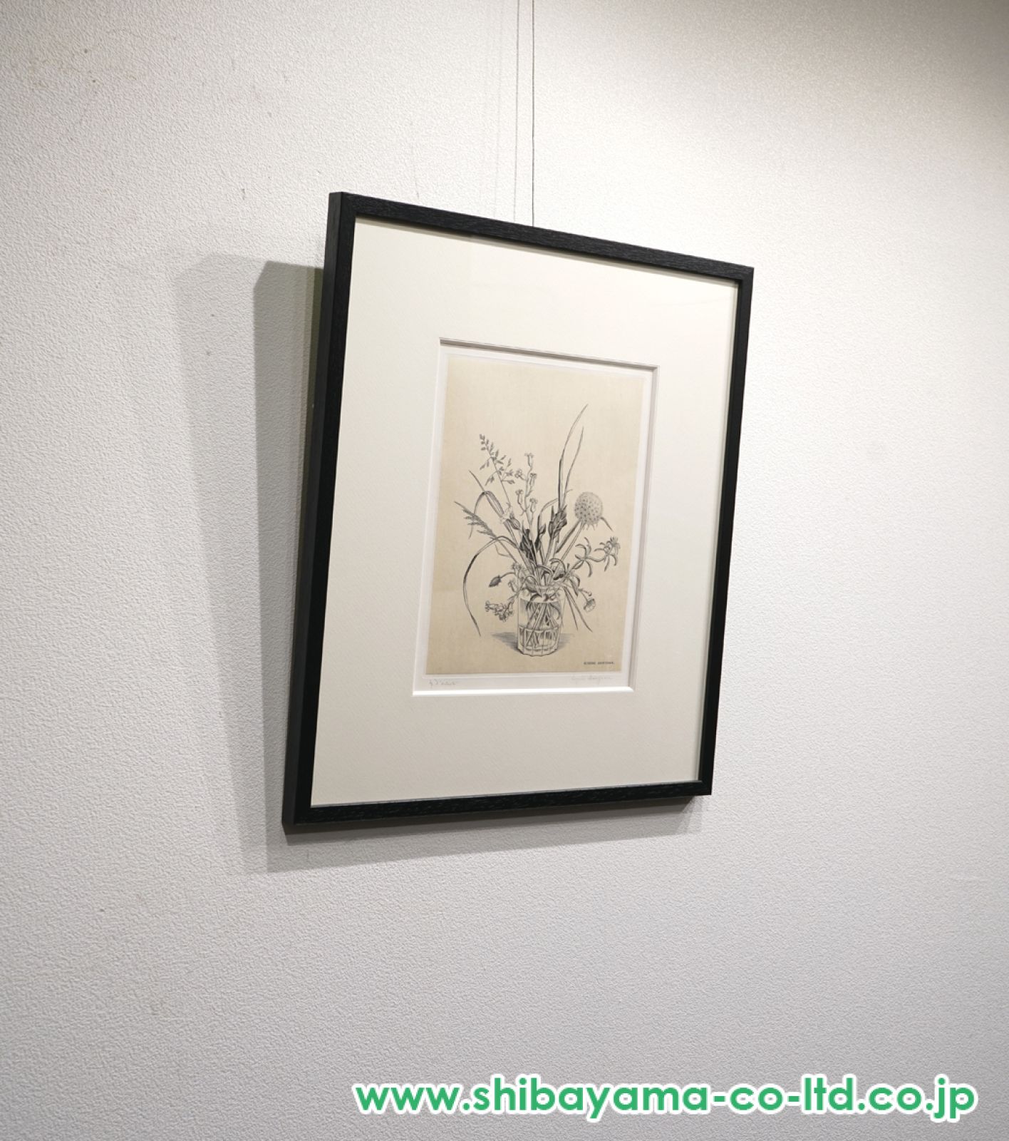 長谷川潔「コップに挿した野花（春）」ビュラン :: 絵画買取