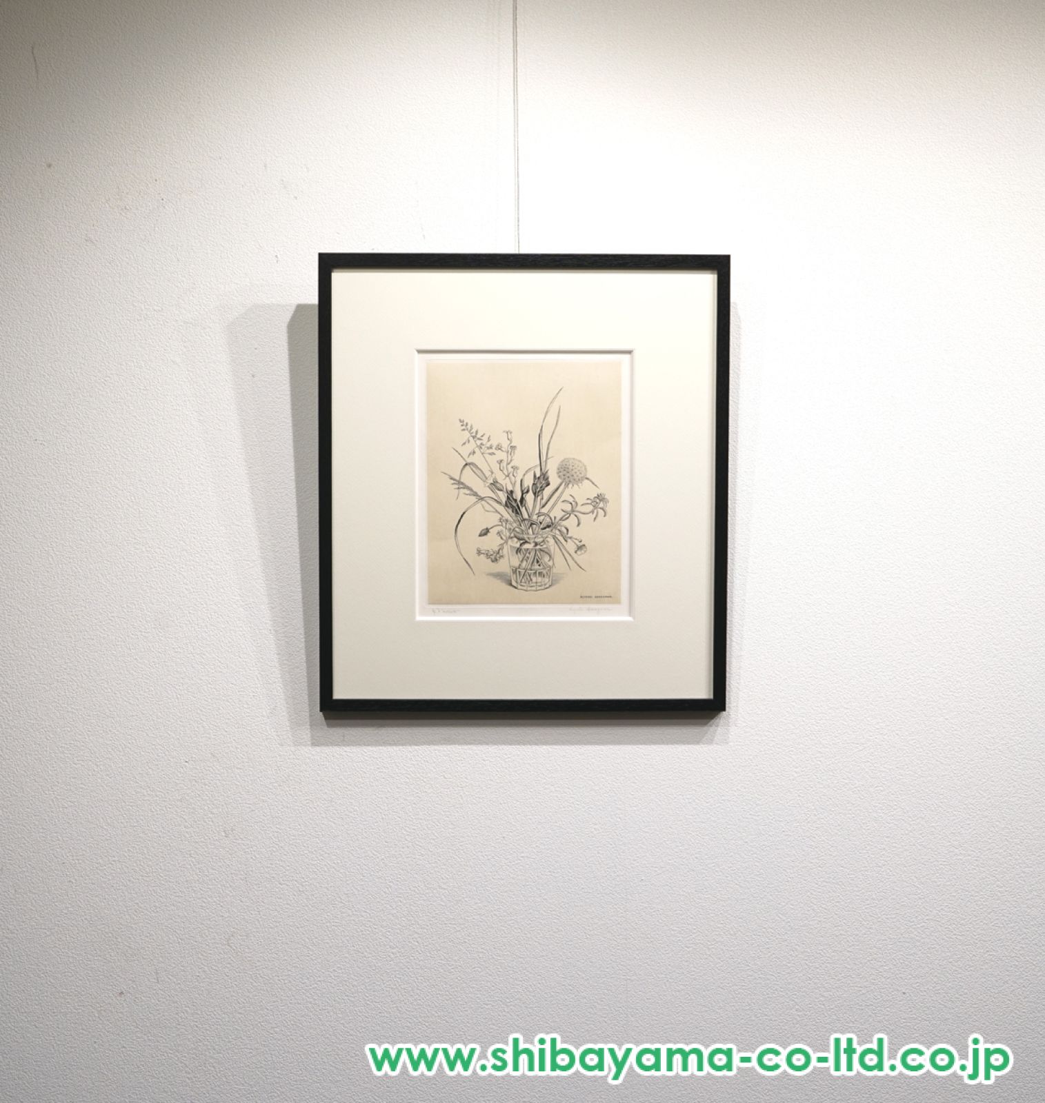 長谷川潔「コップに挿した野花（春）」ビュラン :: 絵画買取