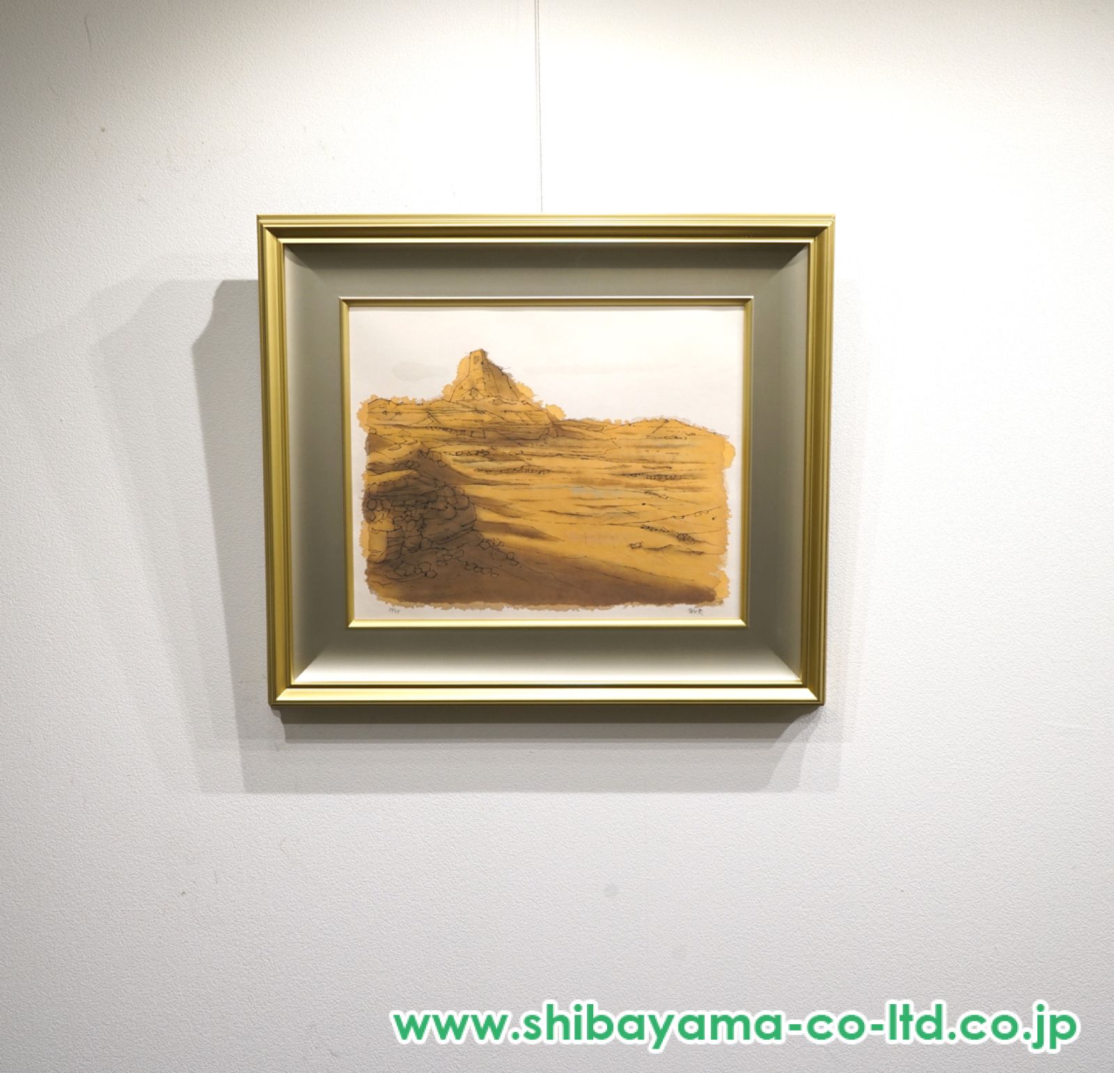 平山郁夫 桜蘭遺跡 仏塔を望む リトグラフ 額装品 53/450 平山郁夫「楼蘭 仏塔を望む」手彩色版画 :: 絵画買取・販売