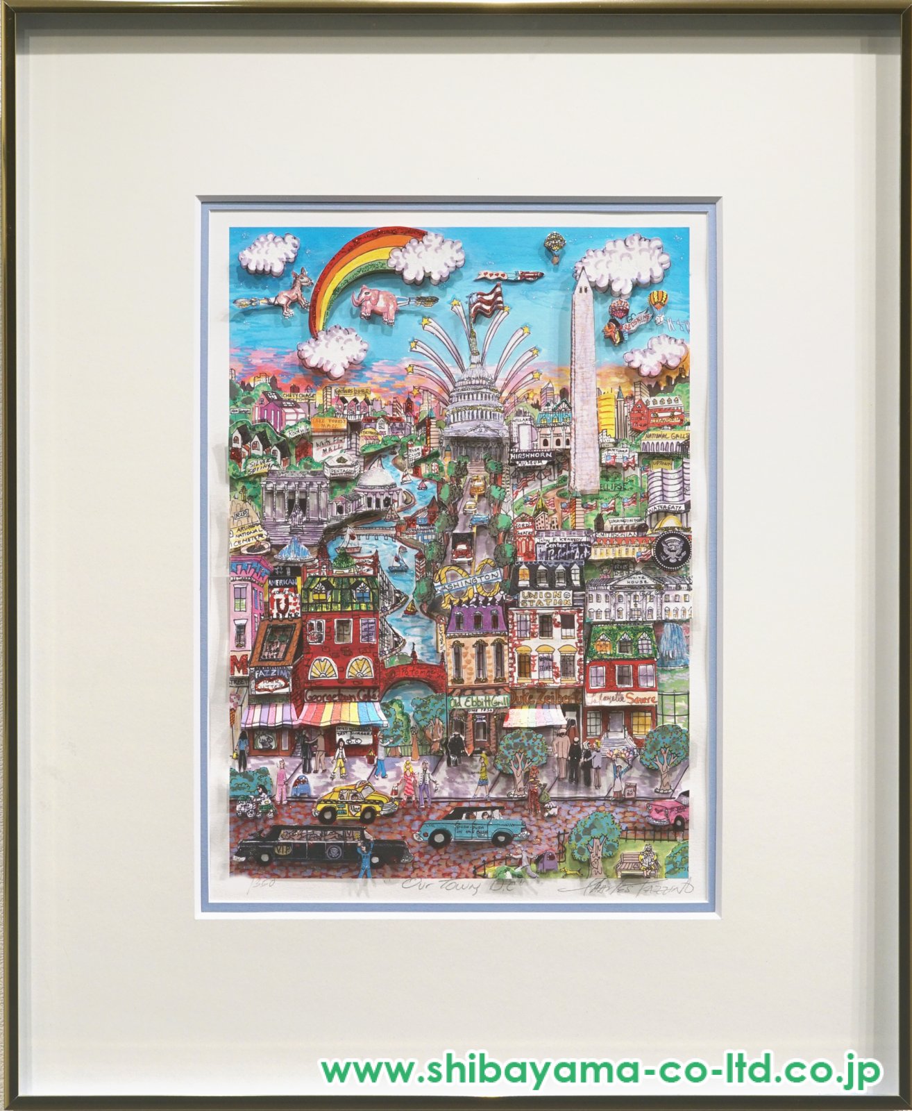 絵画 デァスプレイ シルクスクリーン チャールズ・ファジーノ「Our Town D.C.」3Dシルクスクリーン
