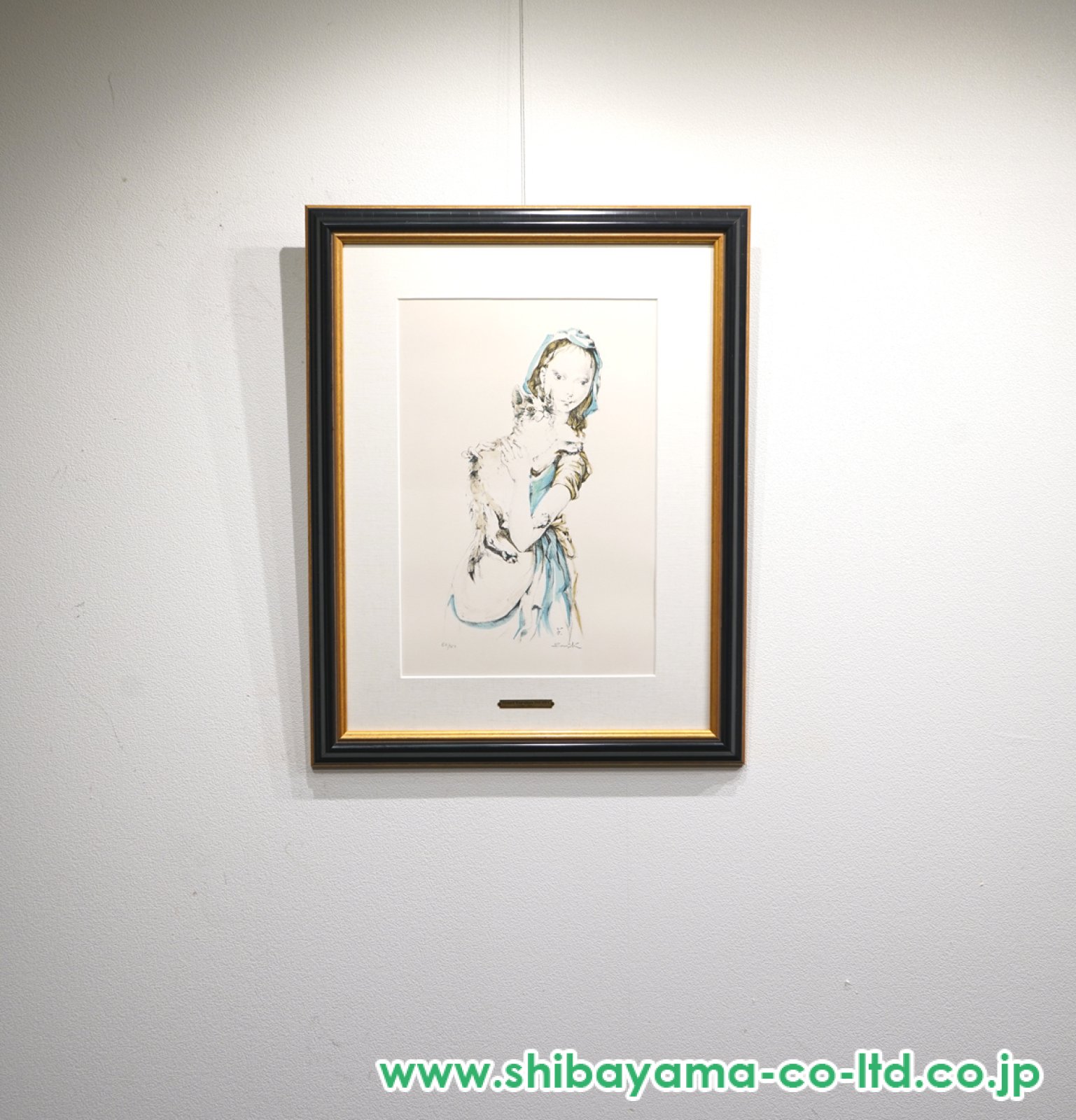 藤田嗣治「猫を抱く少女」リトグラフ :: 絵画買取・販売 - シバヤマ