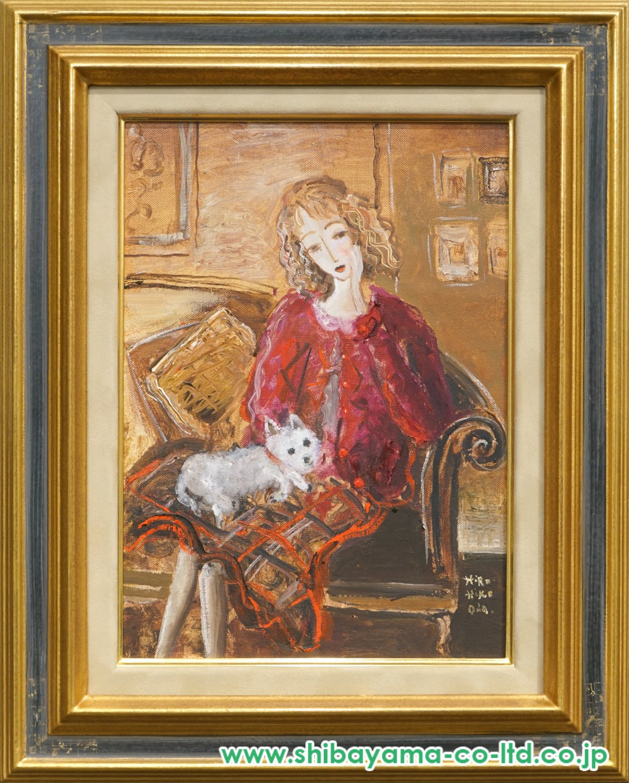 【値下げ】人物画　油絵　織田広比古　F6号　音楽会　額付き　手描き　肉筆 値下げ】人物画 油絵 織田広比古 F6号 音楽会 額付き 手描き 肉筆