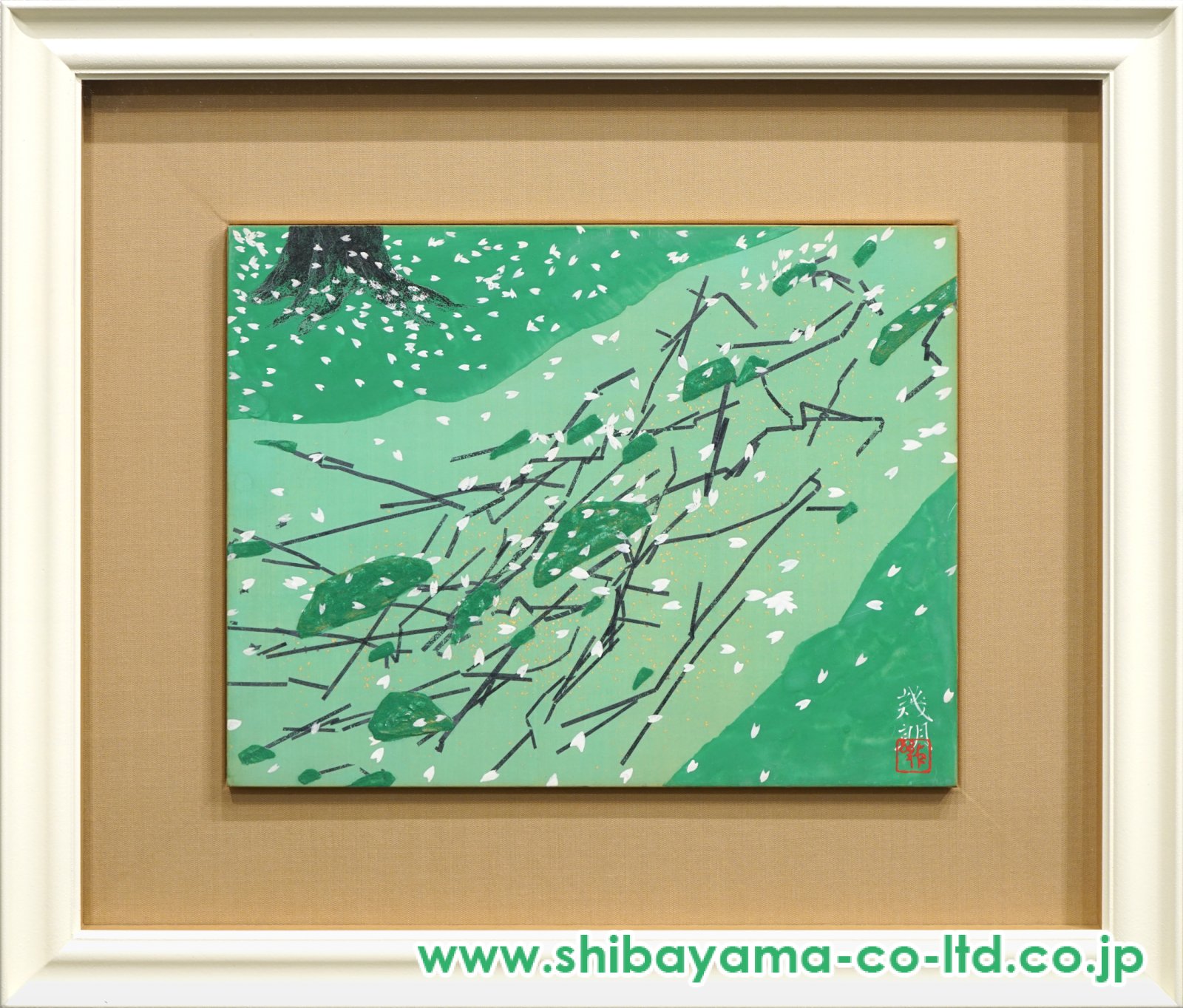 桜日本画 金色フレーム 小さなフレームつきの桜/ゴールド／MiuMiu｜アート絵画・販売
