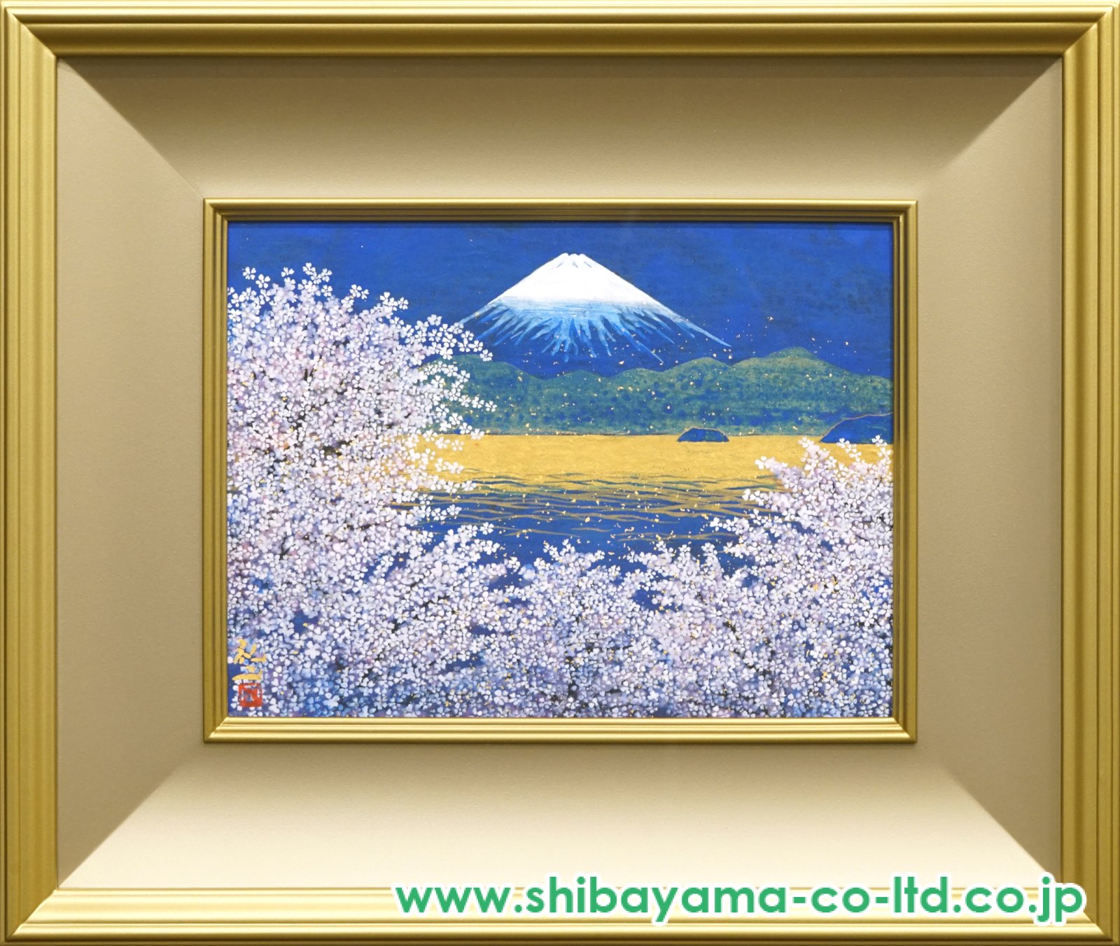 平松礼二「富士とさくら」日本画 4号 :: 絵画買取・販売 - シバヤマ